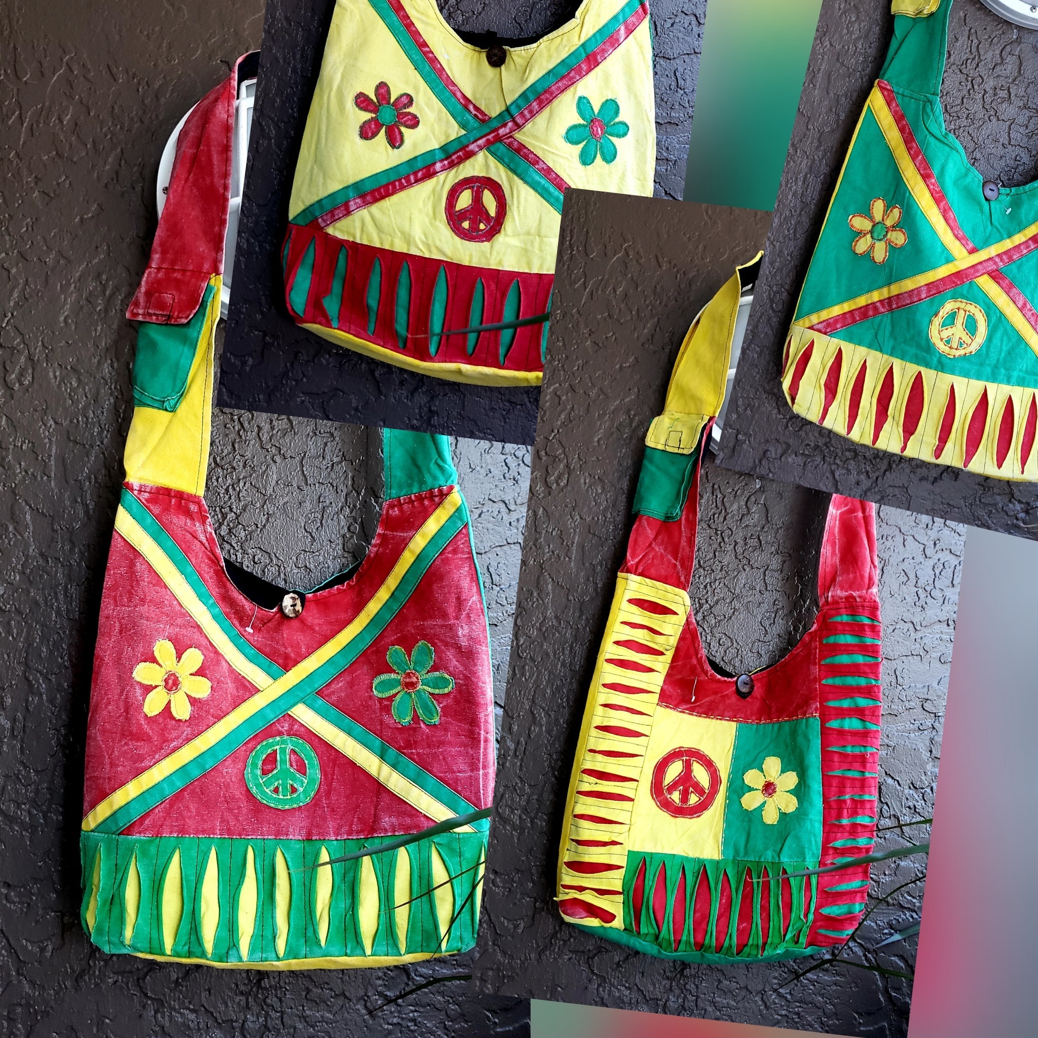 Hobo Bohemian Patch Crossbody Bag- Rasta