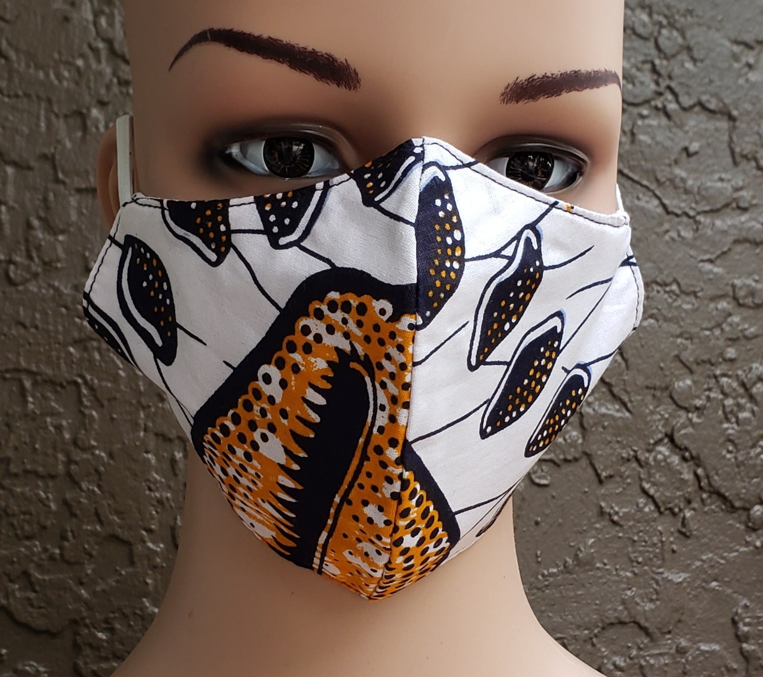 Cotton Printed Mask- White Cowrie Shell