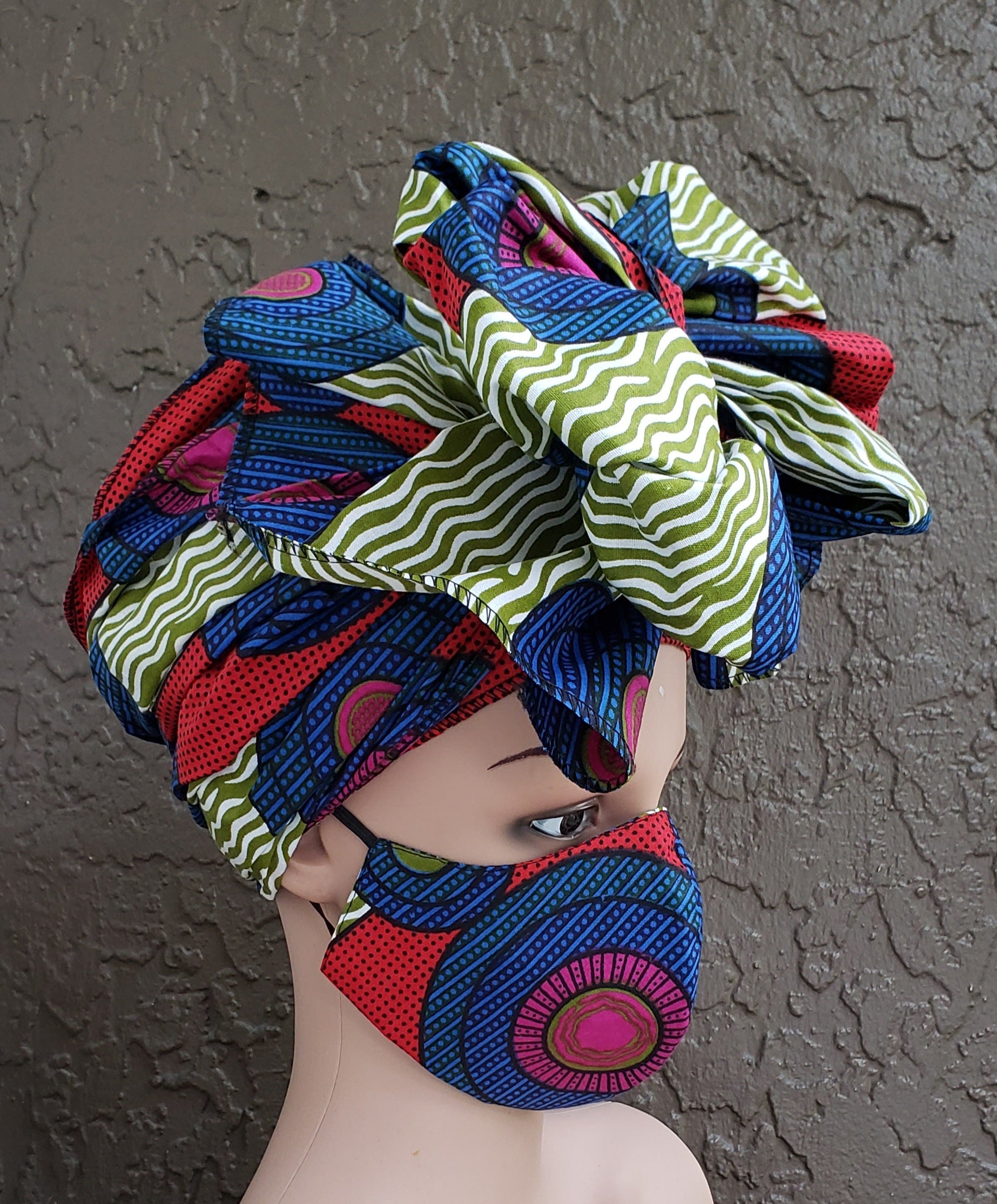Matching Mask-Headwrap Set - Sage