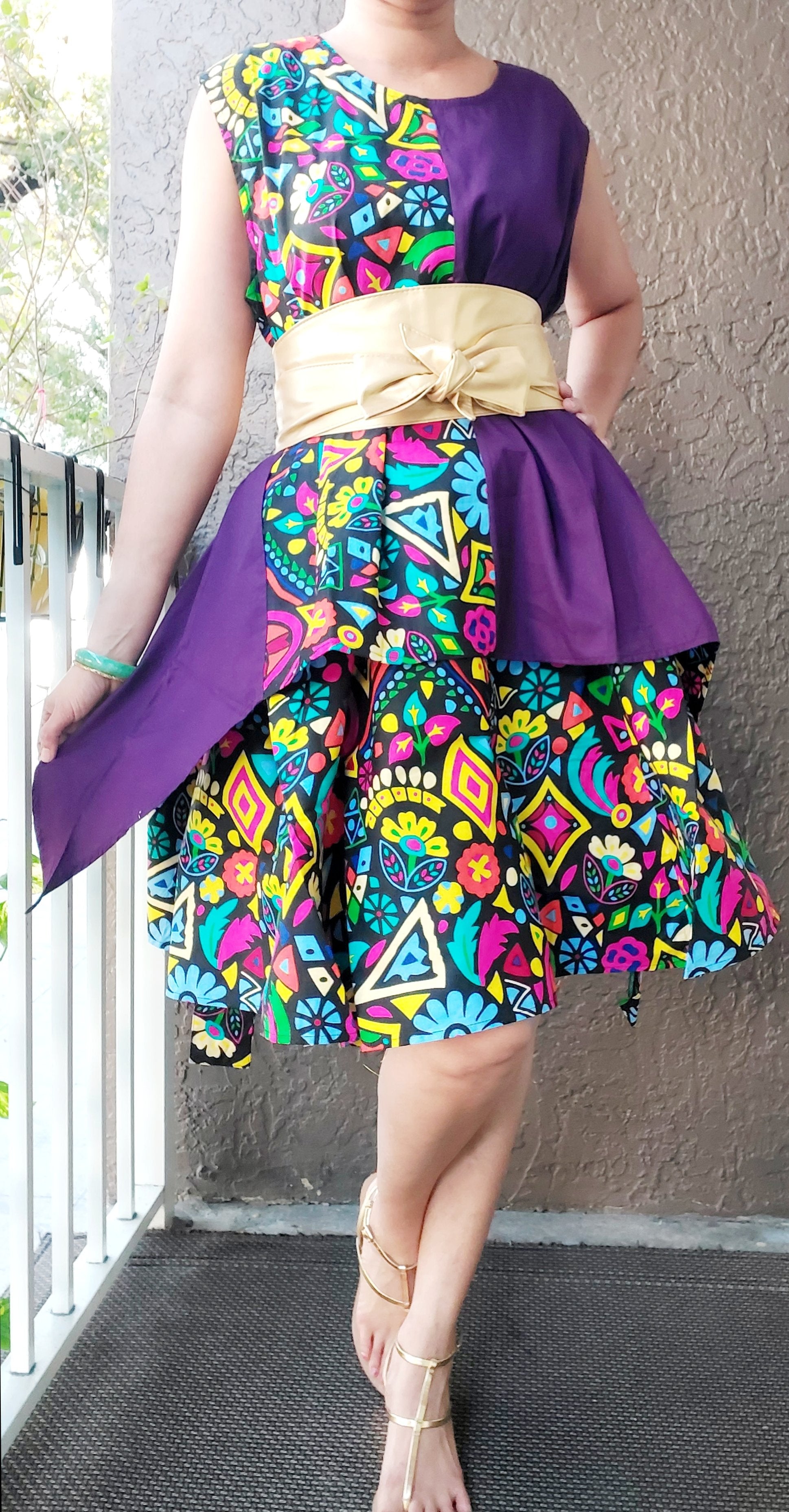 Women Short Skirt & Blouse Set-Purple