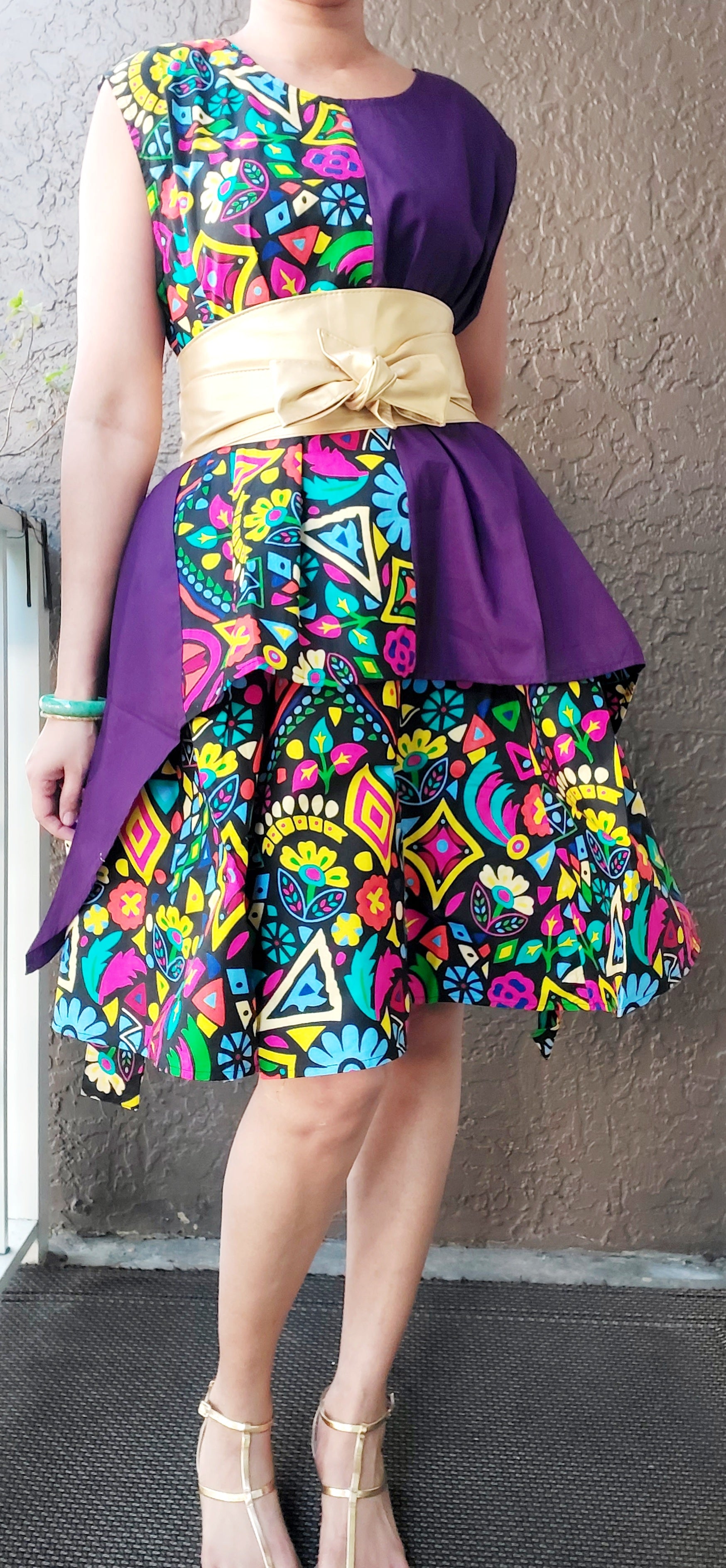 Women Short Skirt & Blouse Set-Purple