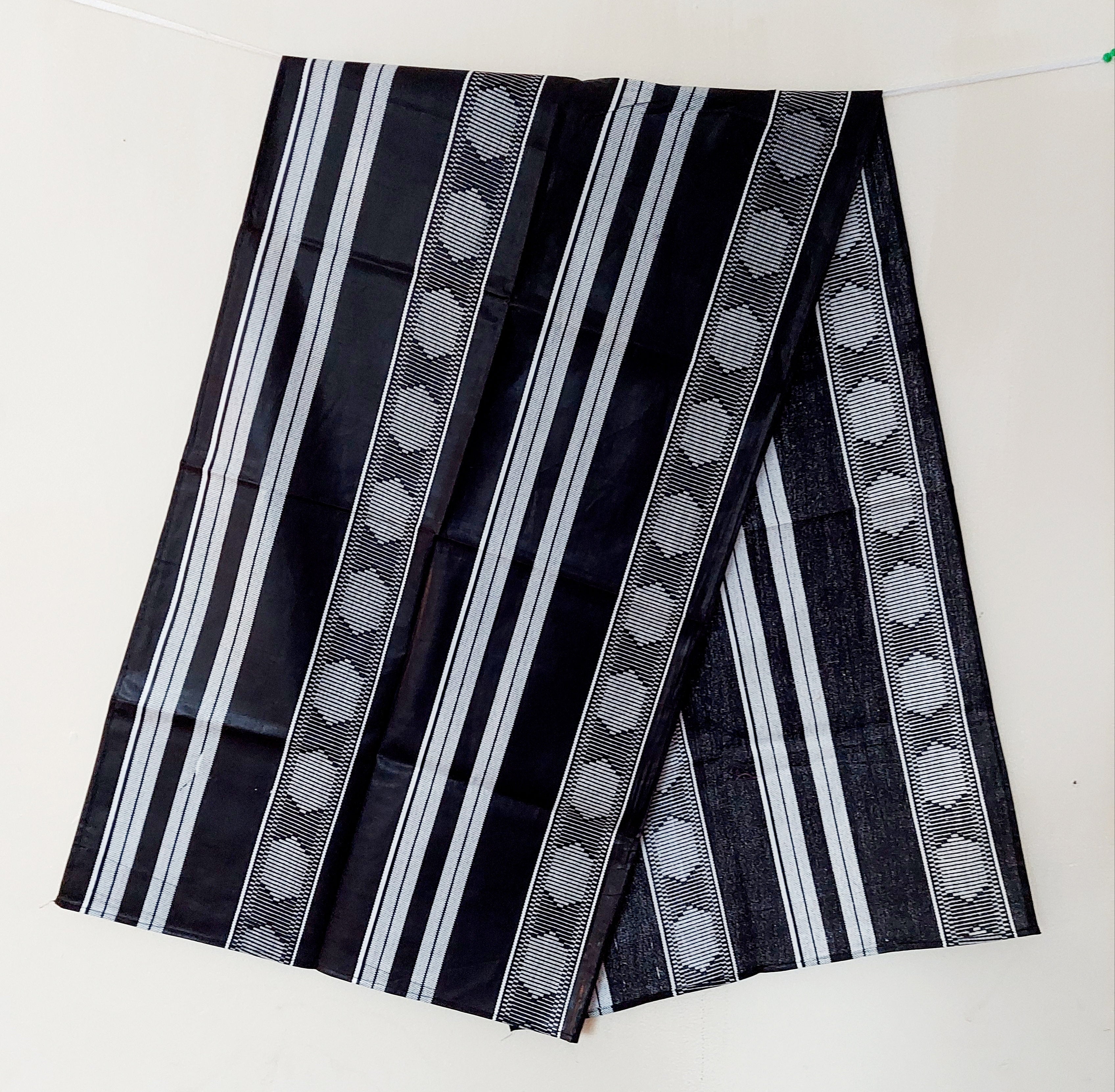 African Kente Shawl/Headscarf - Black