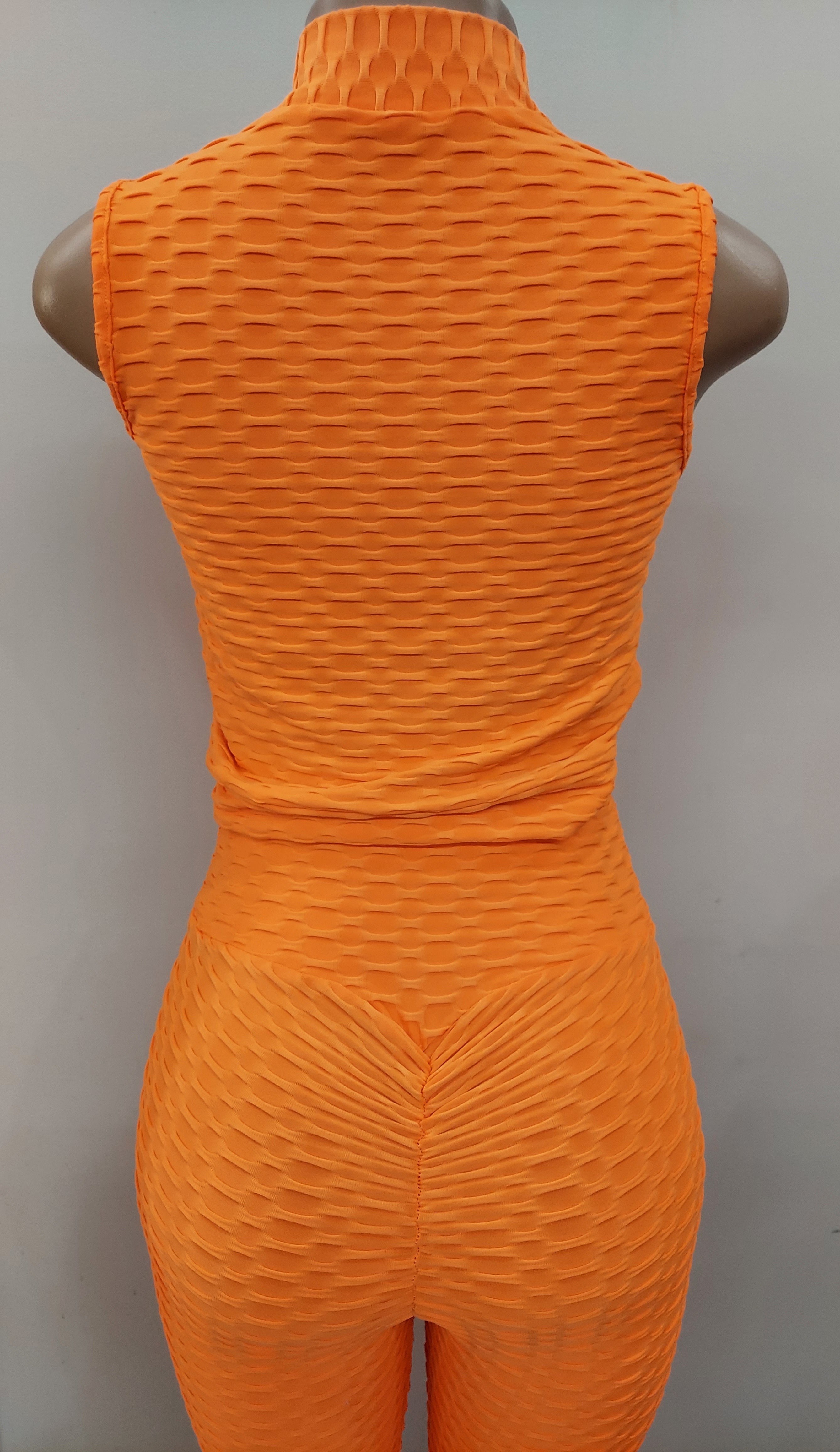 705 - BBL / yoga/Capri Legging & zipper Crop Top Set/ Honey Comb - Solid
