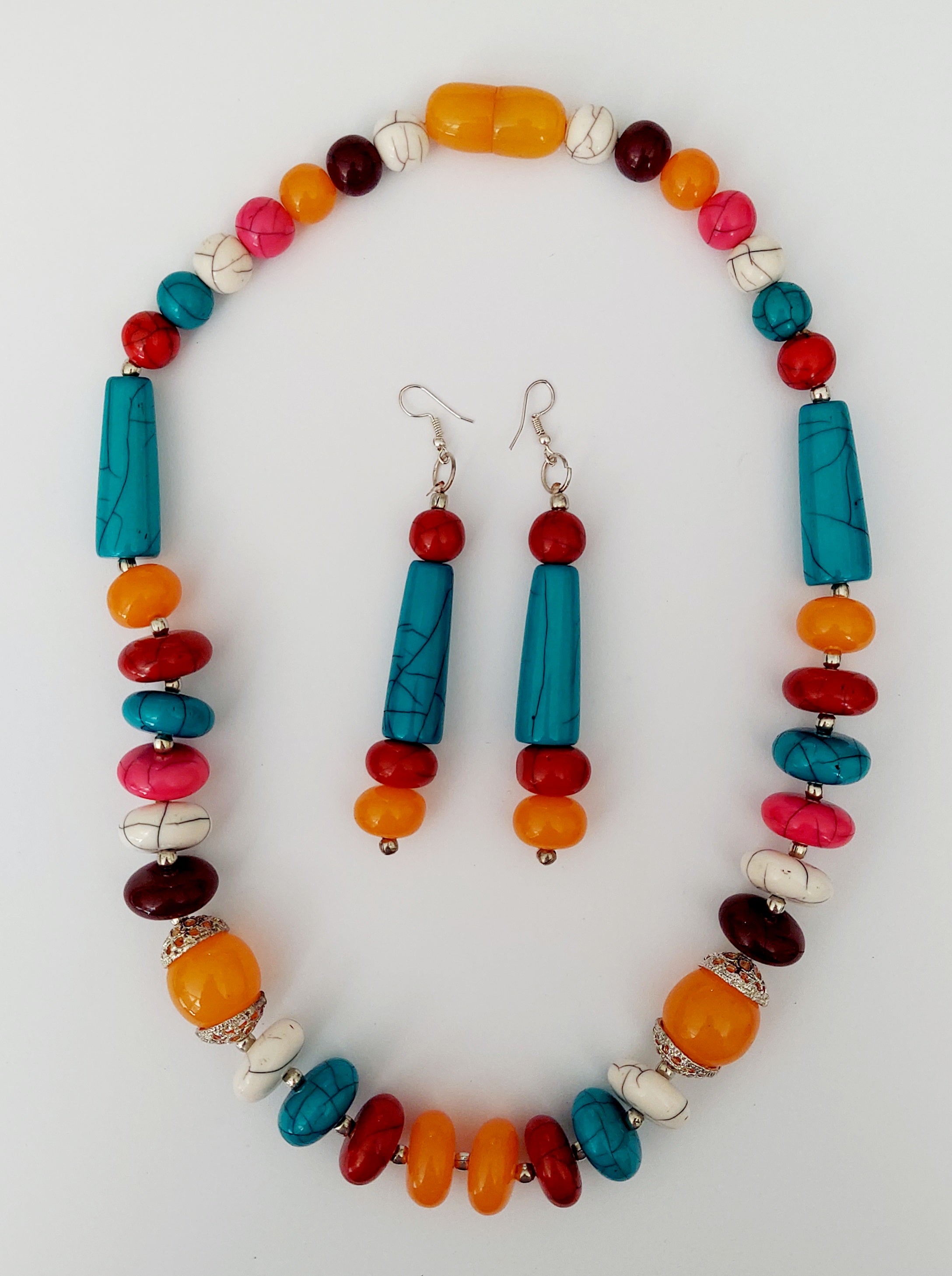 Beaded Necklace & Earrings Set- Multi Color