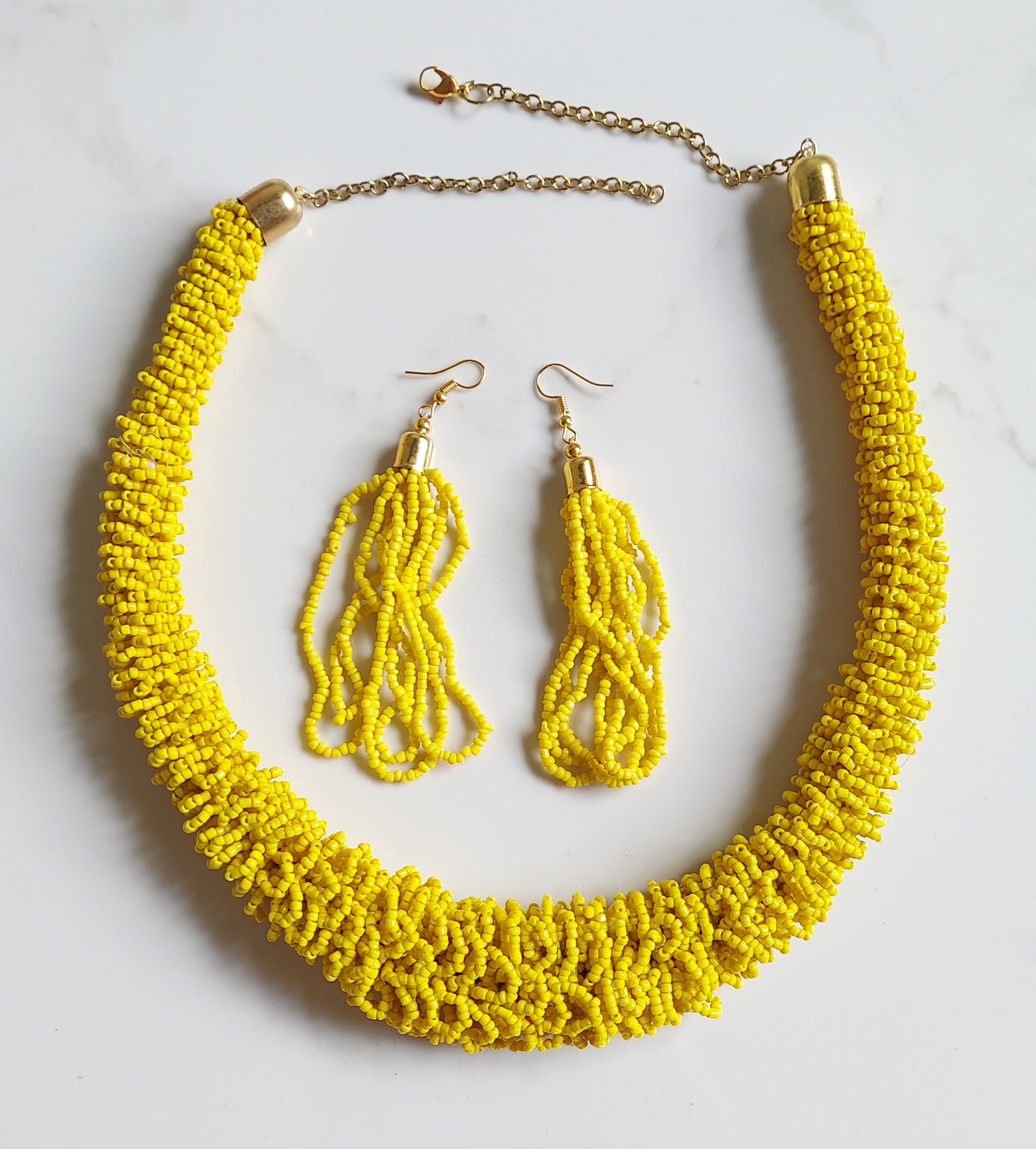 Choker Beaded  Necklace & Earrings Set
