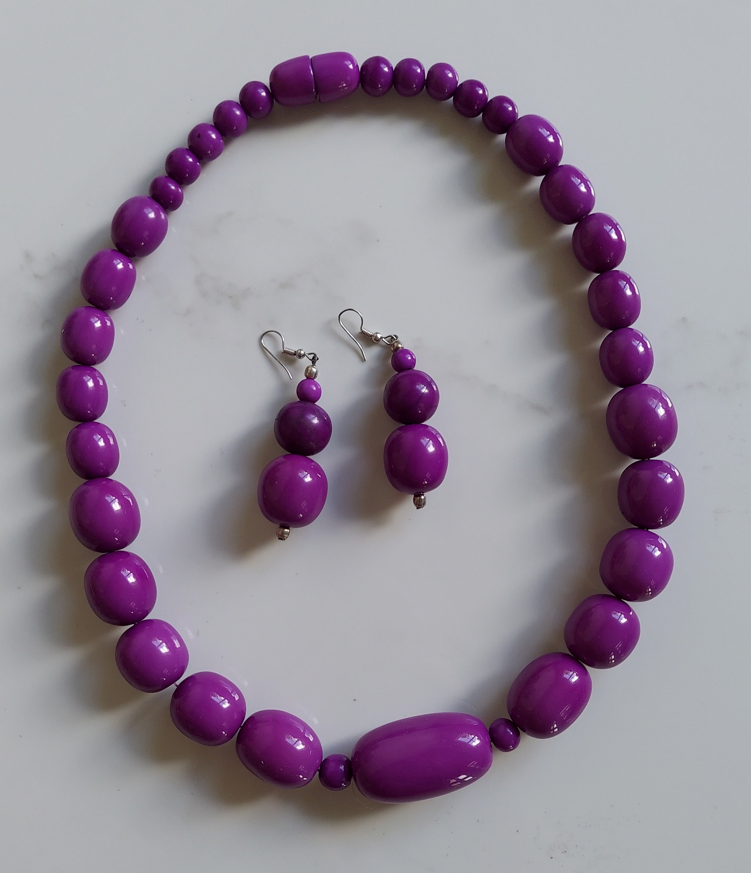 Wooden bead Necklace & Earrings Set