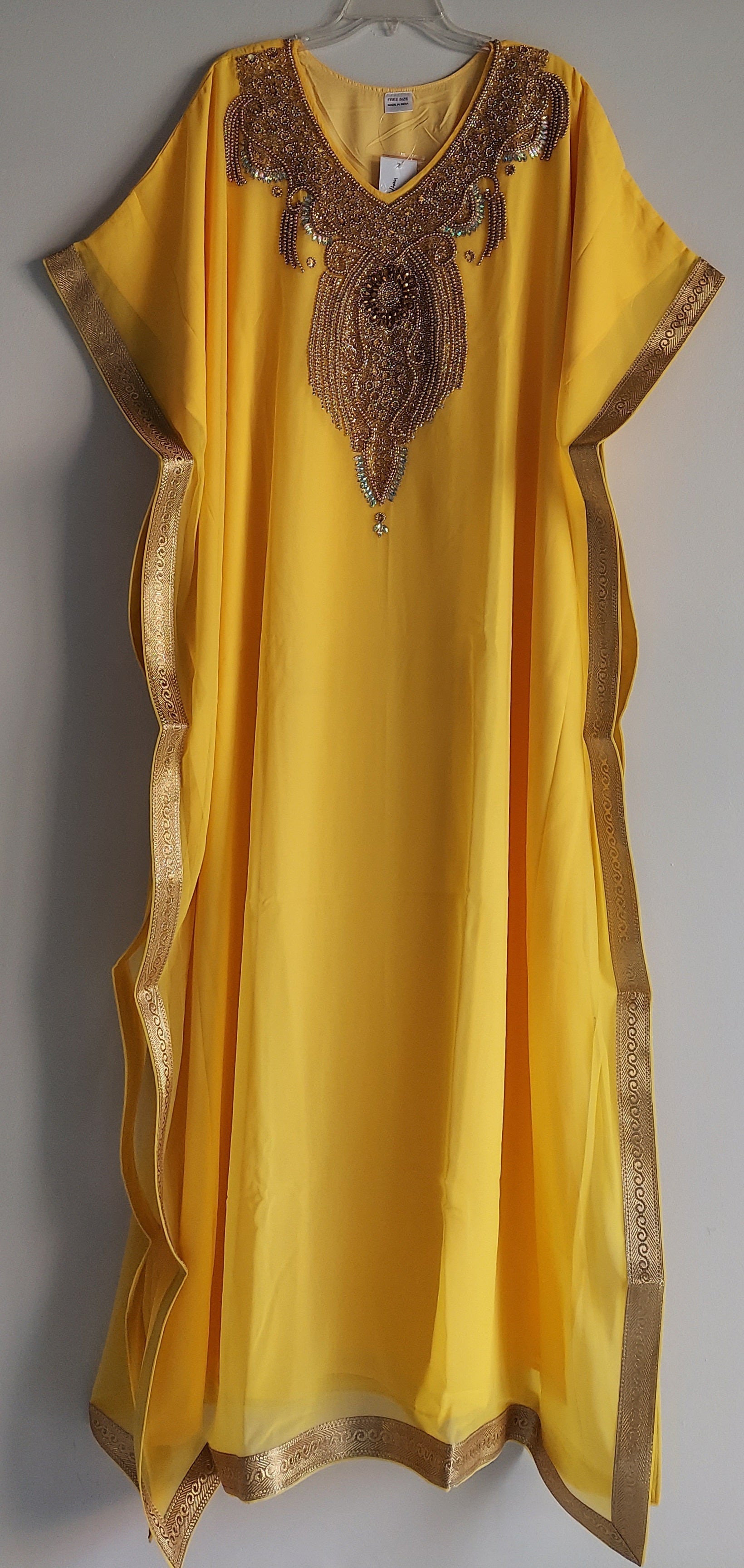 Beaded kaftan Dress & Scarf Set- C