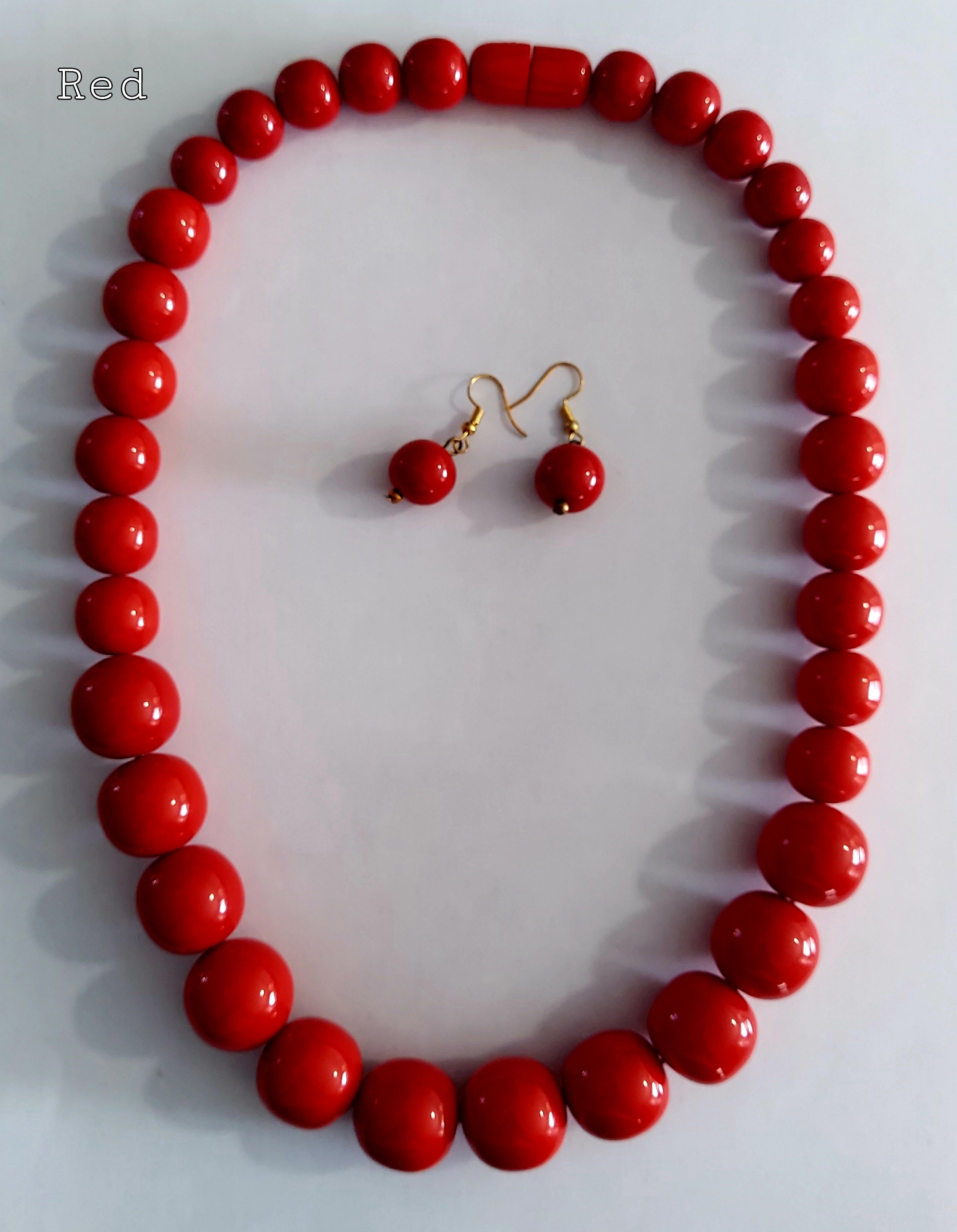 Necklace & Earrings Set /Fat Beads