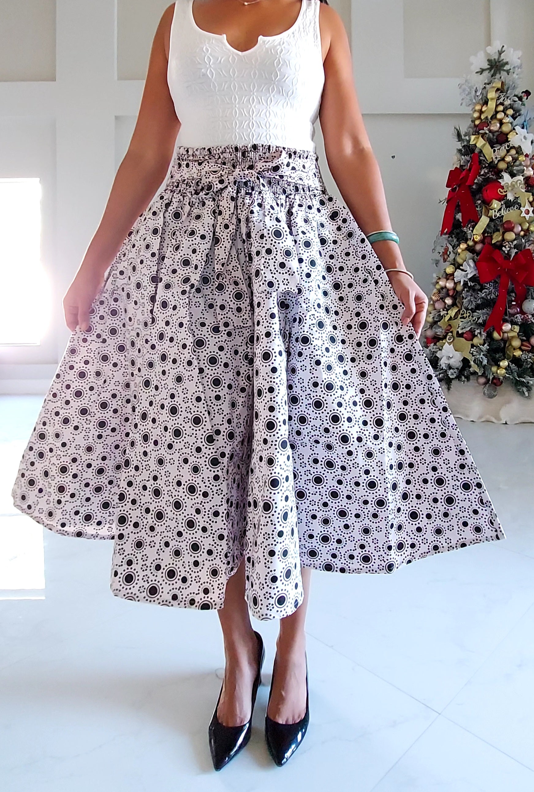 Mid Length Printed Skirt