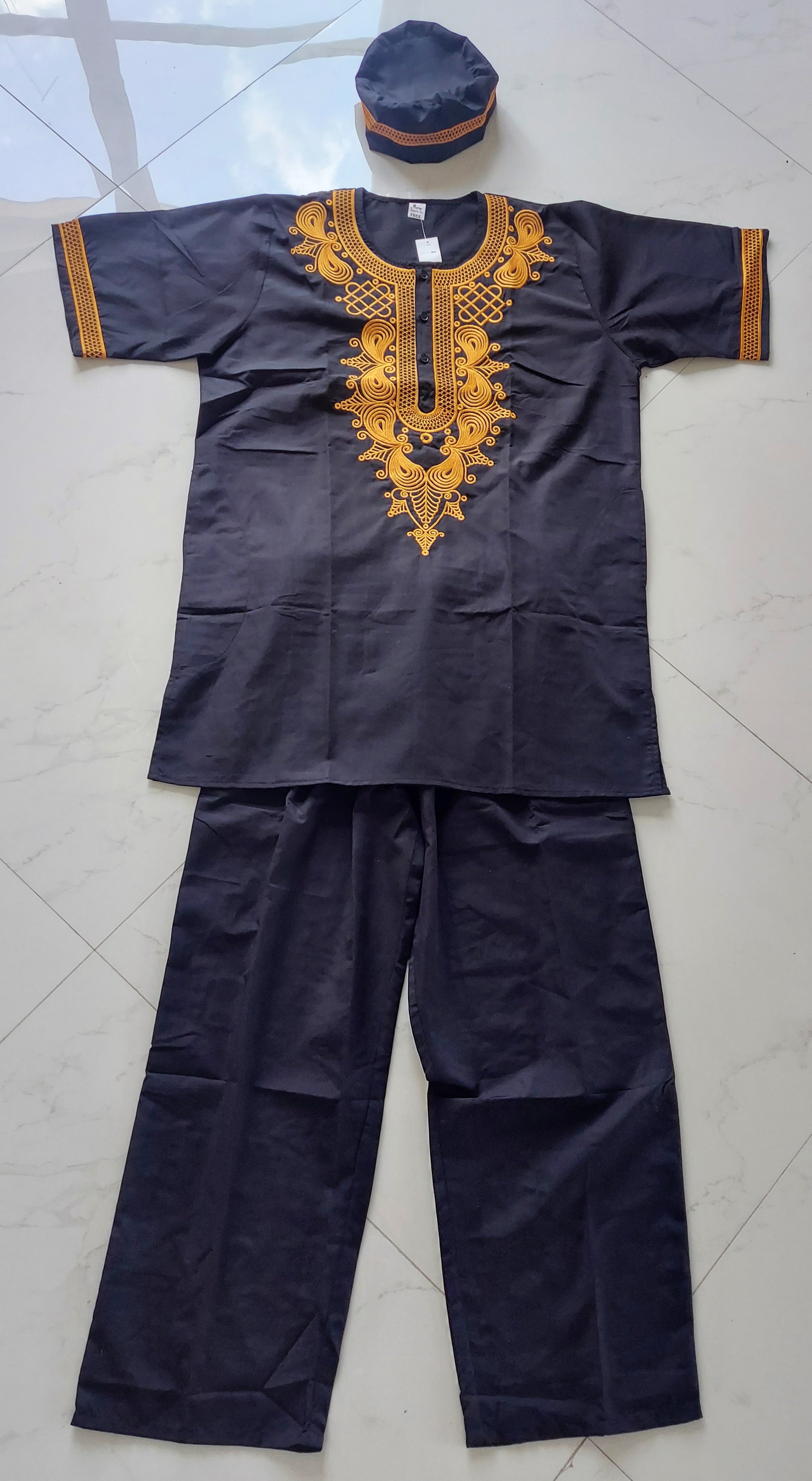 Men's 3Pcs Embroidery Set- Black2