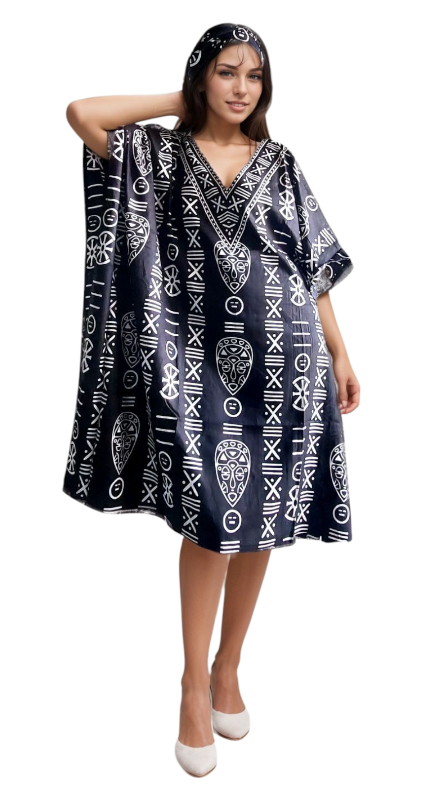 Kaftan Top/ Short Dress- Tribal Print- KF01
