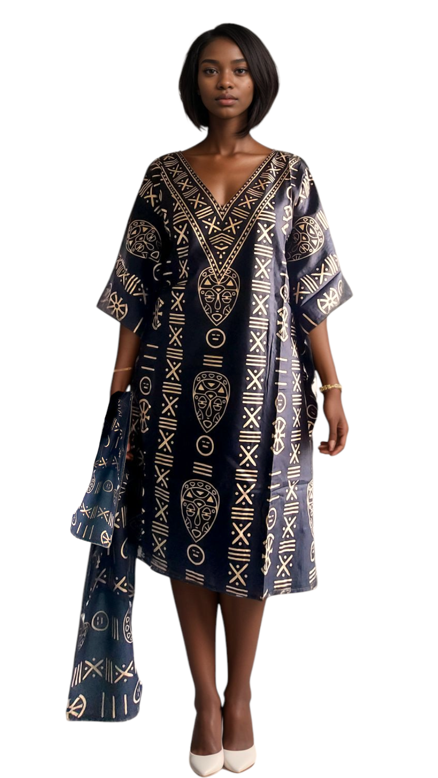 Kaftan Top/ Short Dress- Tribal Print- KF01