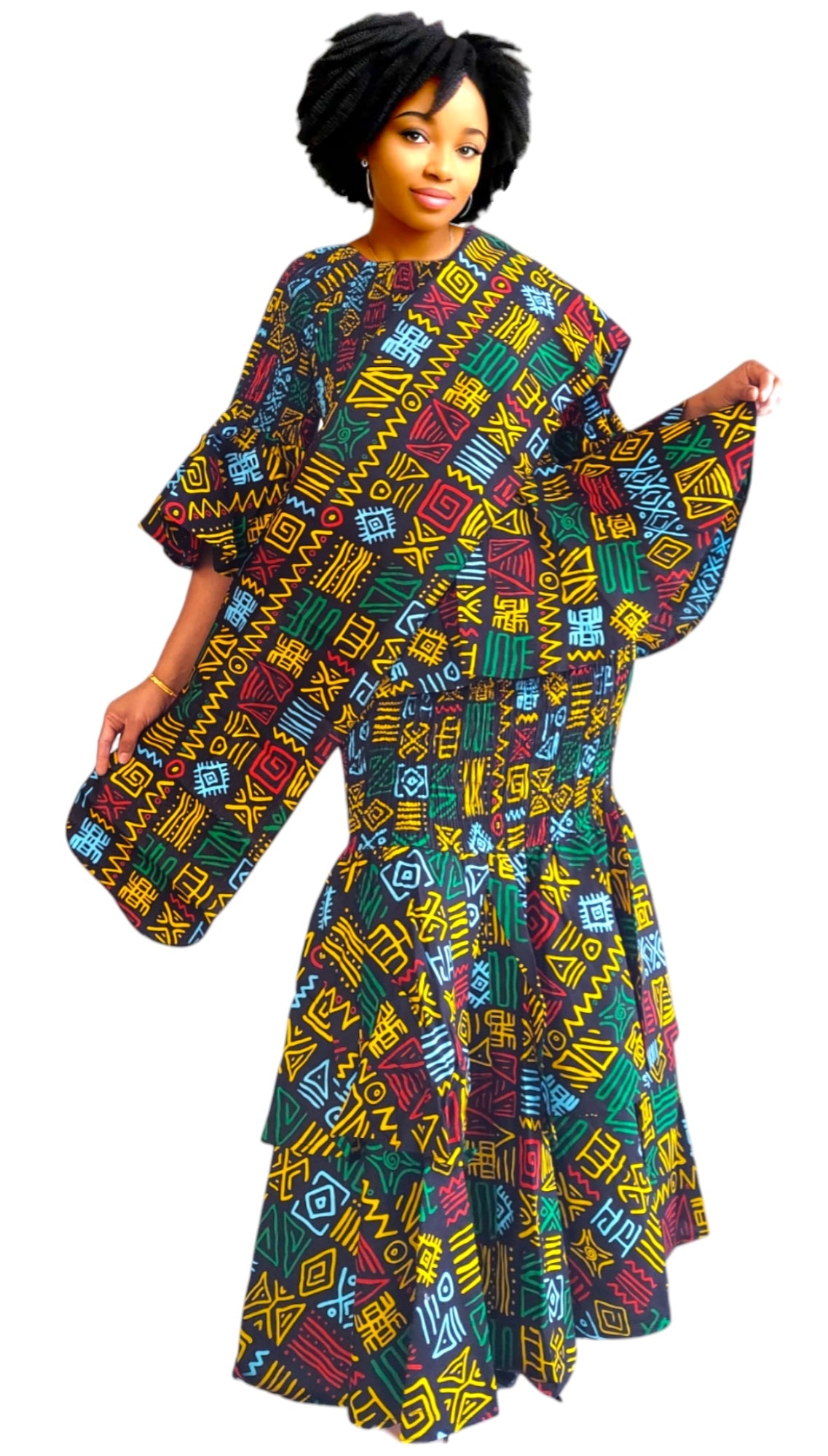 Smock Tiered Skirt & Blouse Set ST15
