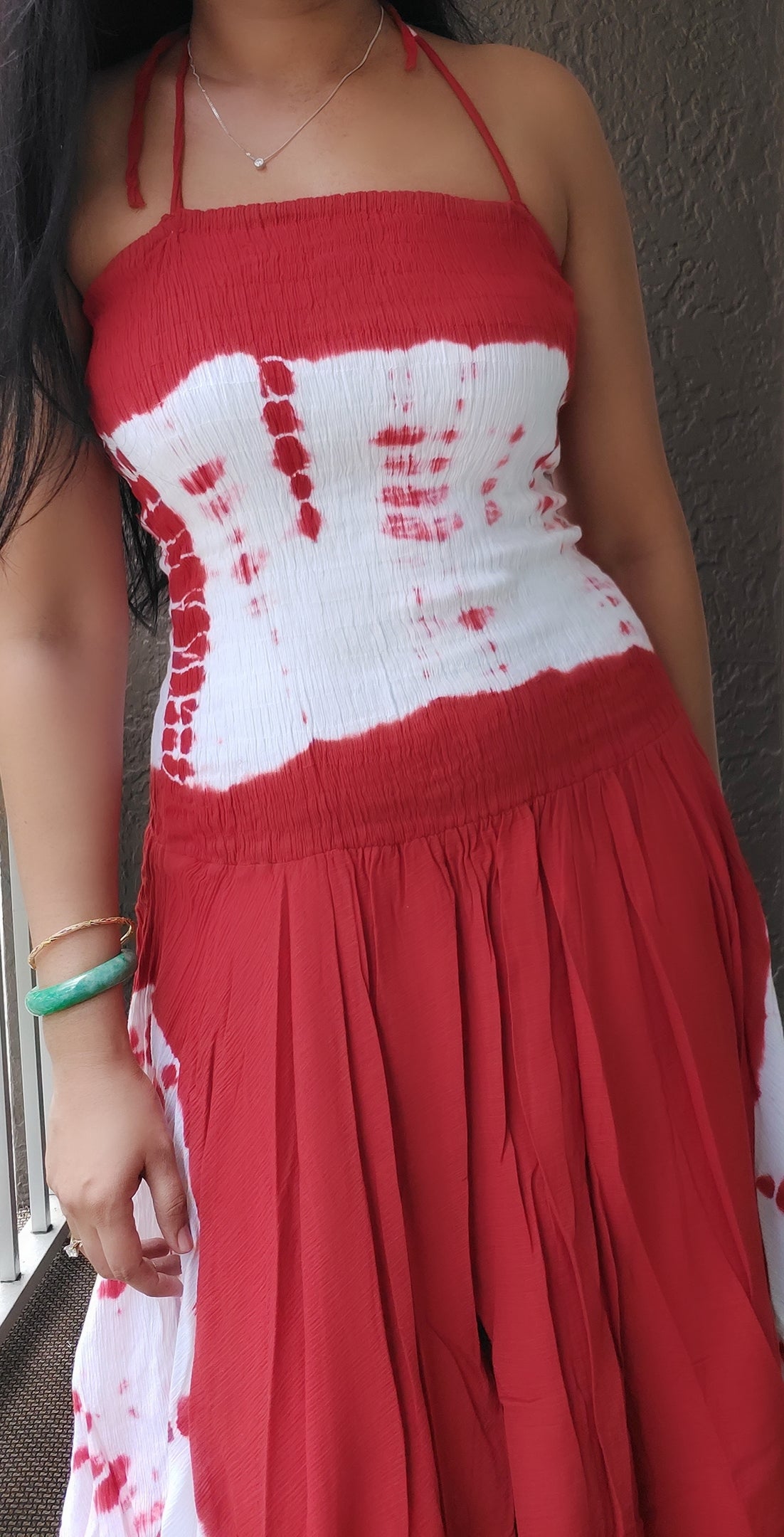 Tie Dye Long Tube Smocked Dress- 236