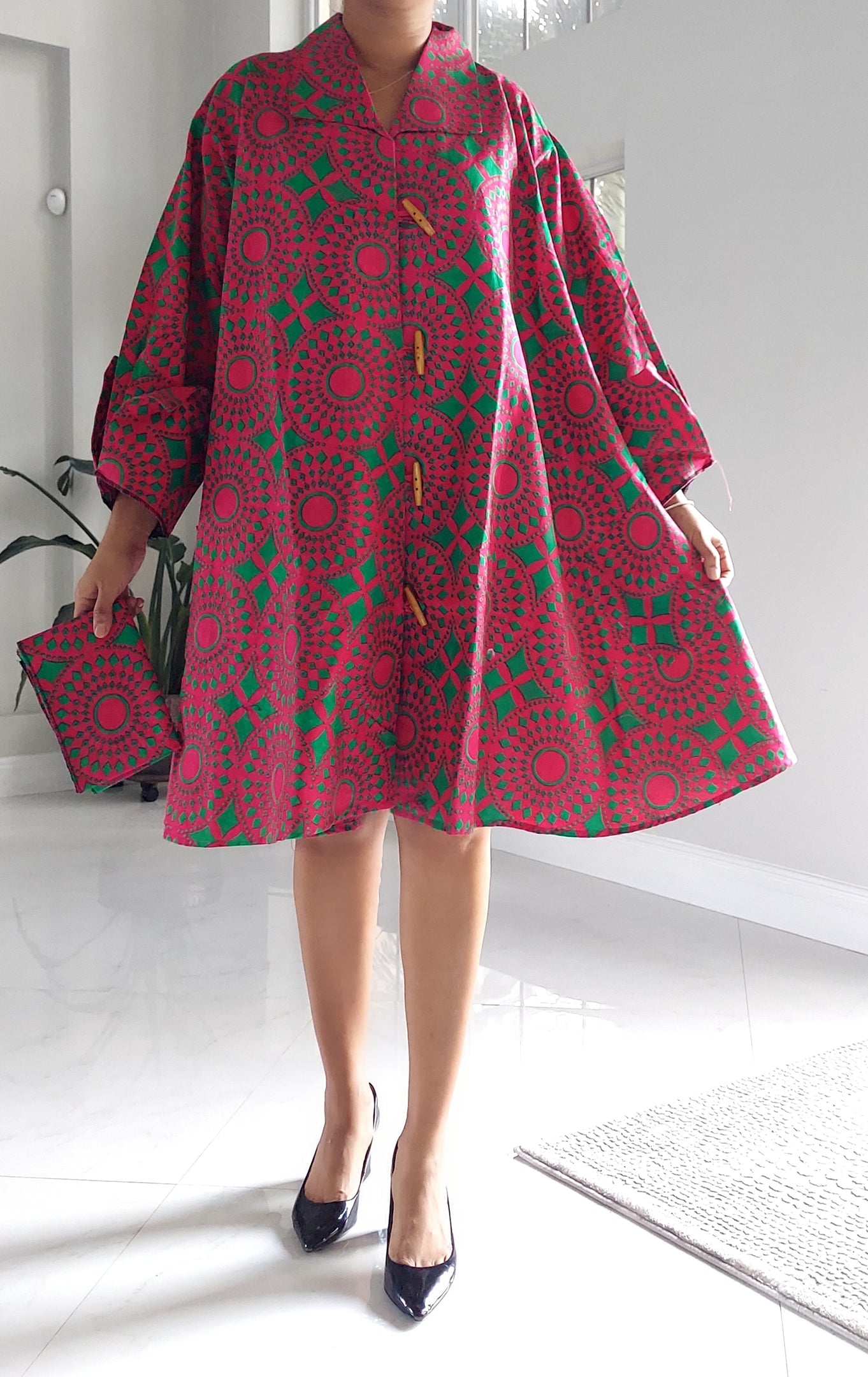 243- Short Dress / Blouse -Pink/ Green3