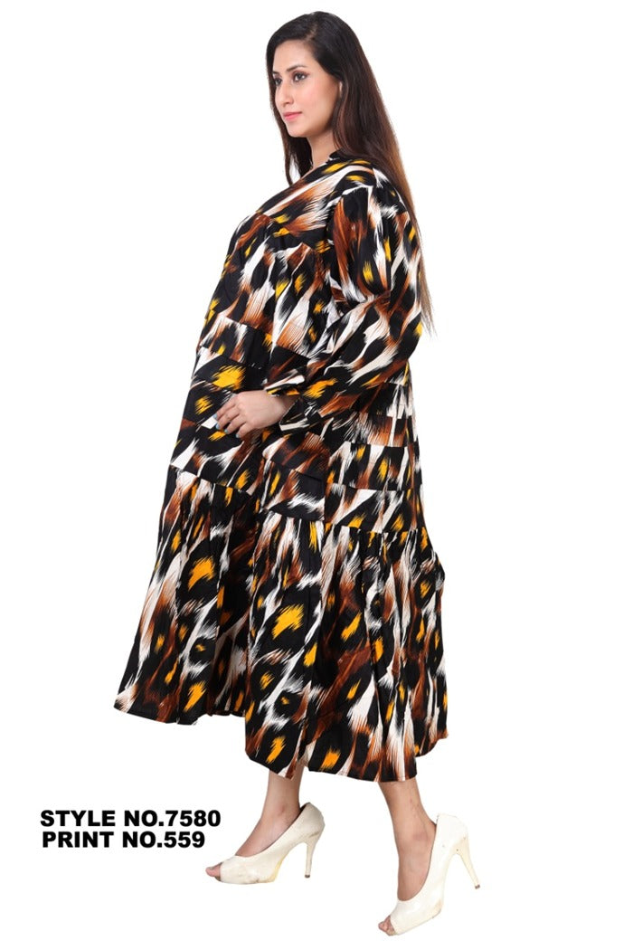 7580- Midi Dress / Blouse -Brown