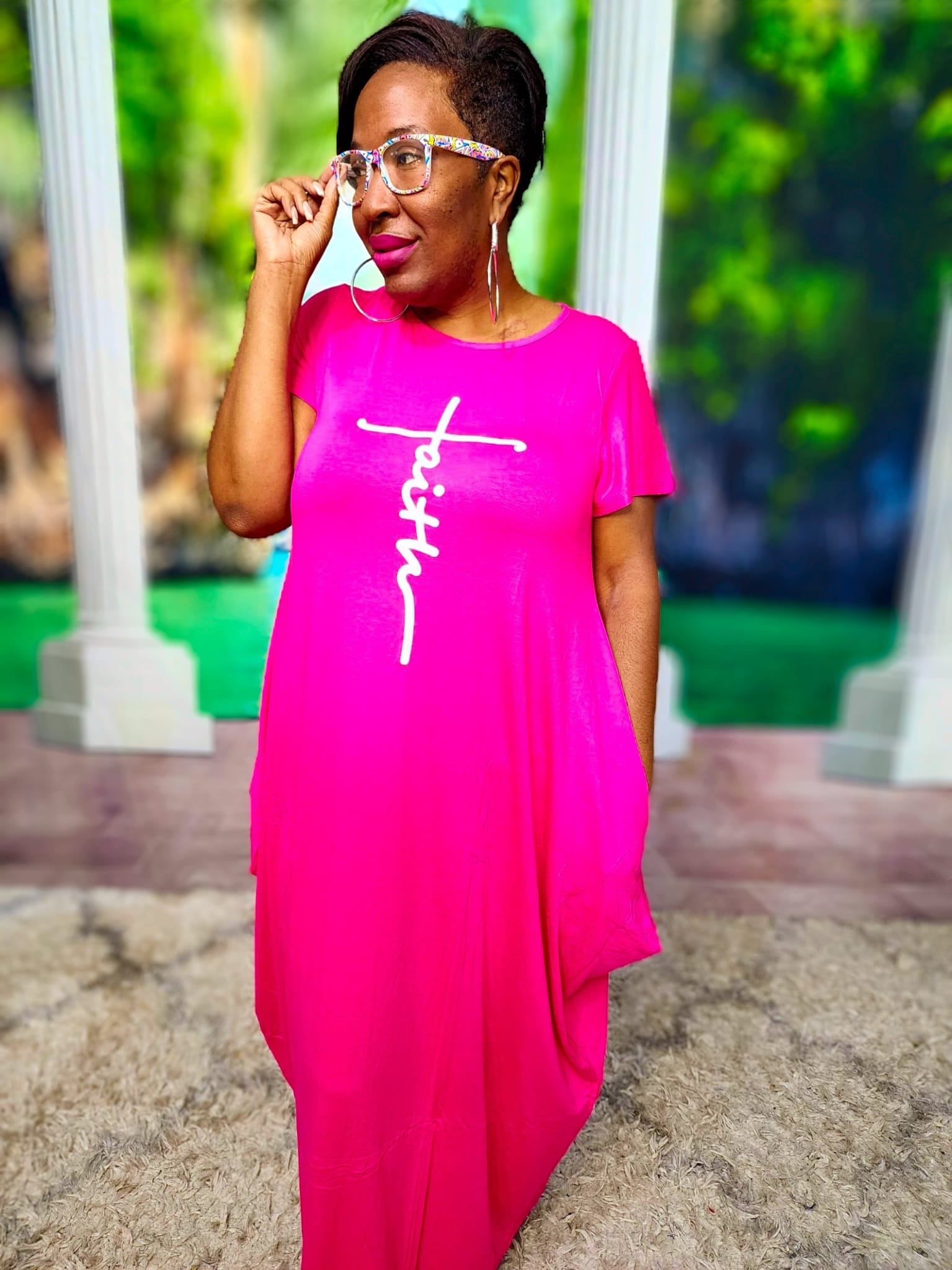 Faith Bubble Jersey Dress/Short Sleeve / Bright Pink 2022SS