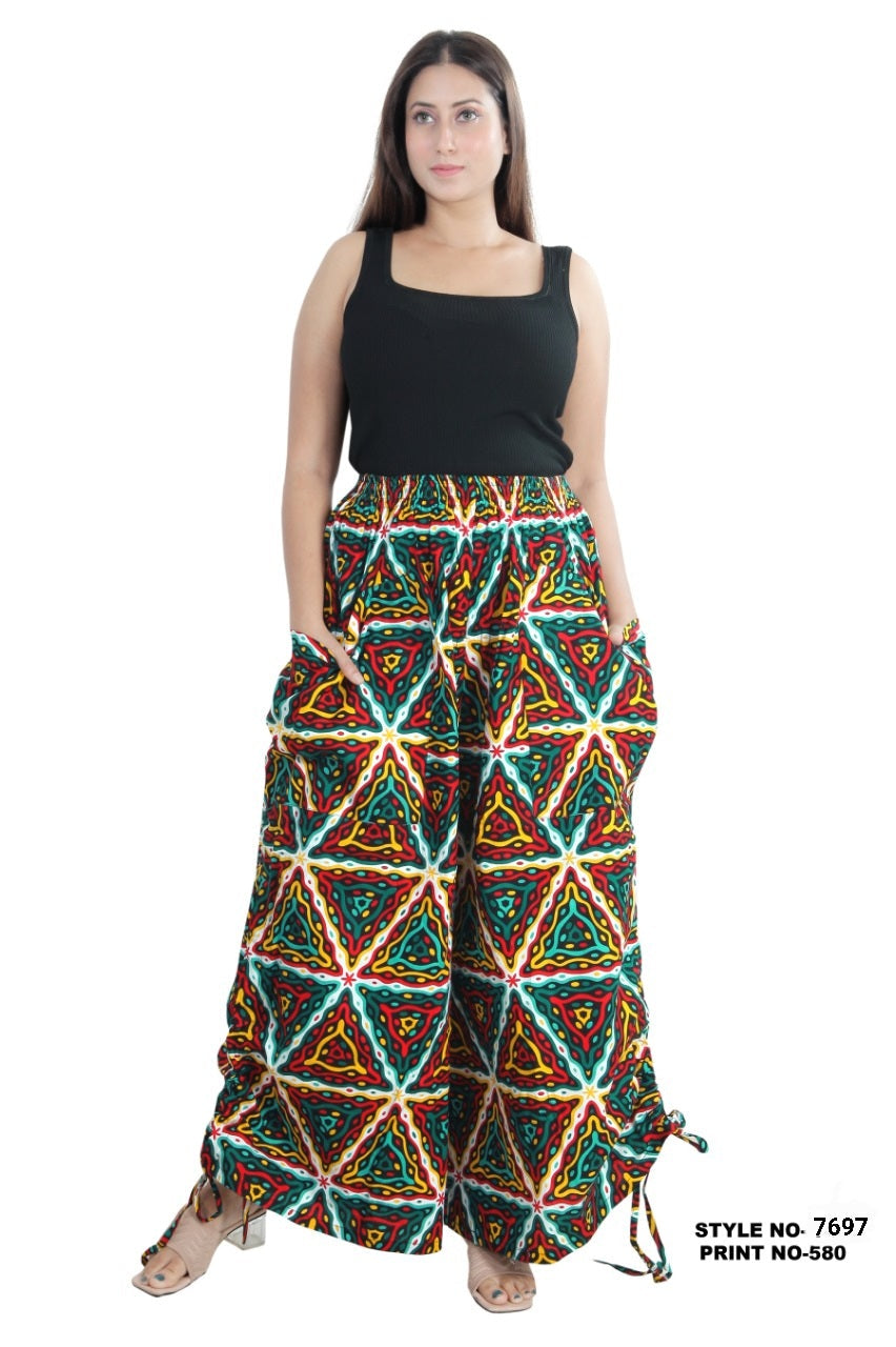 Long Palazzo with Adjustable String - Multi 7697