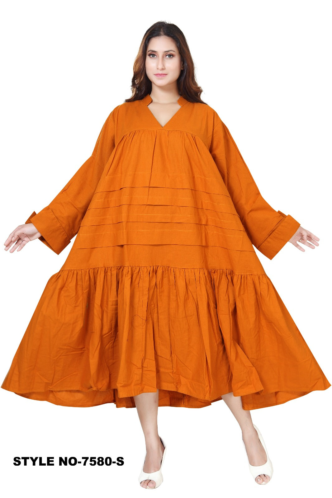 Midi Solid Dress / Blouse Mustard -7580