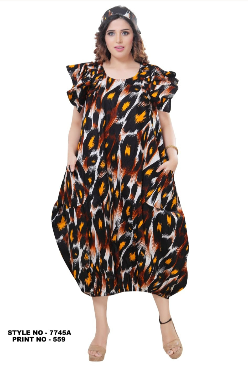 7745- Ballon Dress/Animal Print