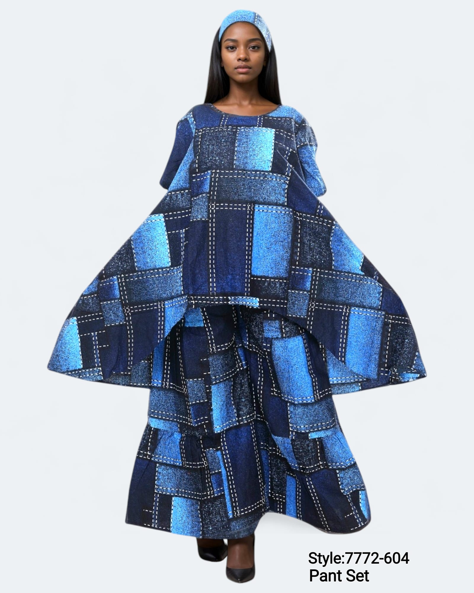 7772 - Woman Pant & Blouse Set Print 604