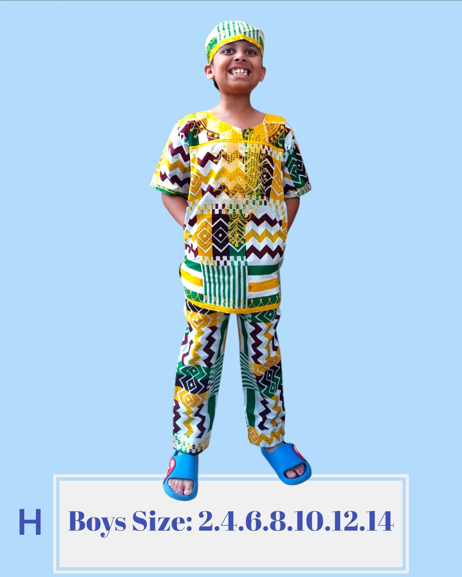 Boys 3 Pcs Set/ Pant/Tunic/Kufi Hat