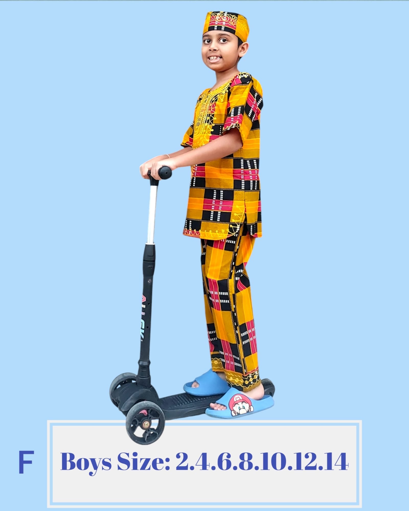 Boys 3 Pcs Set/ Pant/Tunic/Kufi Hat F