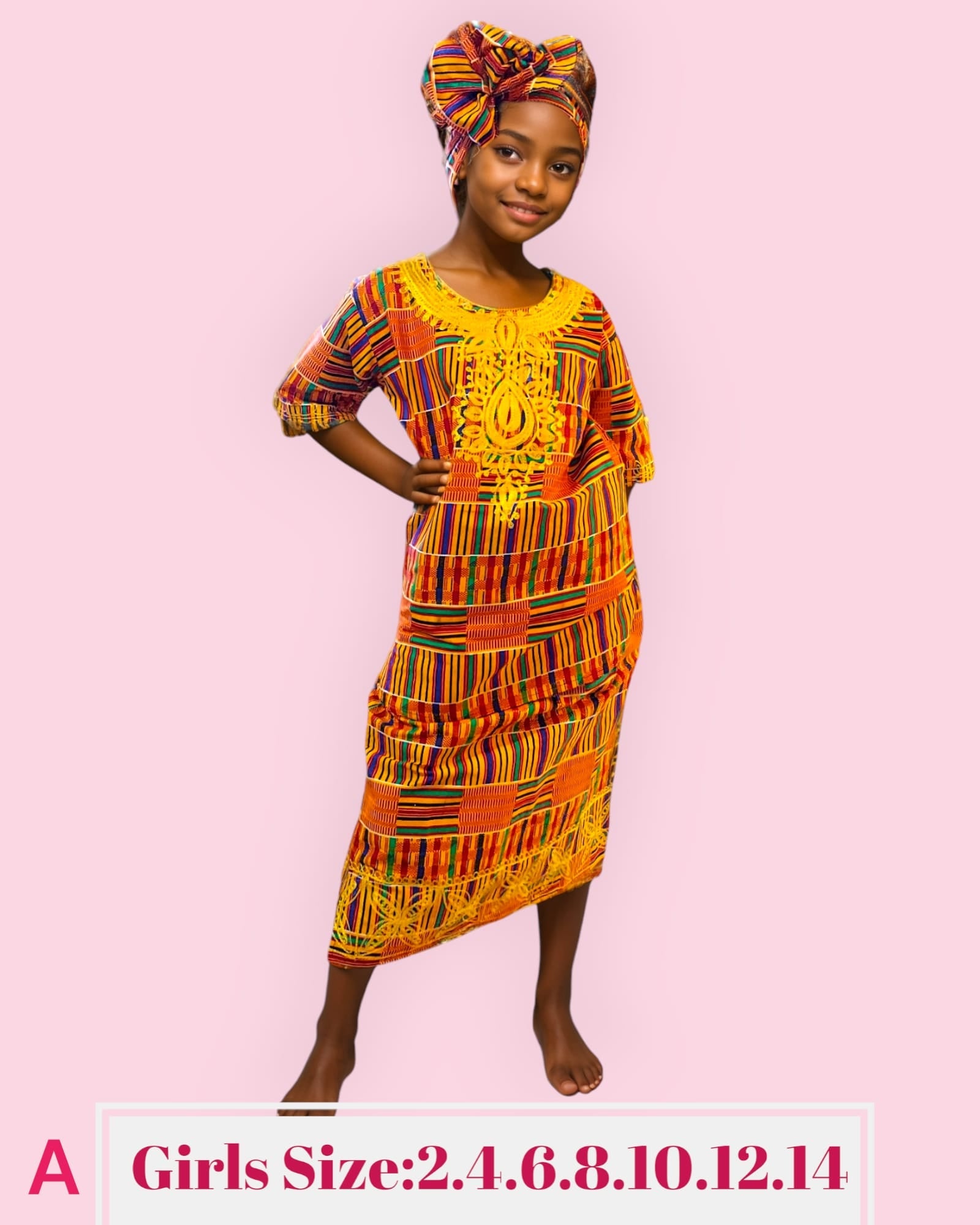 Girls/ Kids 3 Pcs Kente Skirt set A