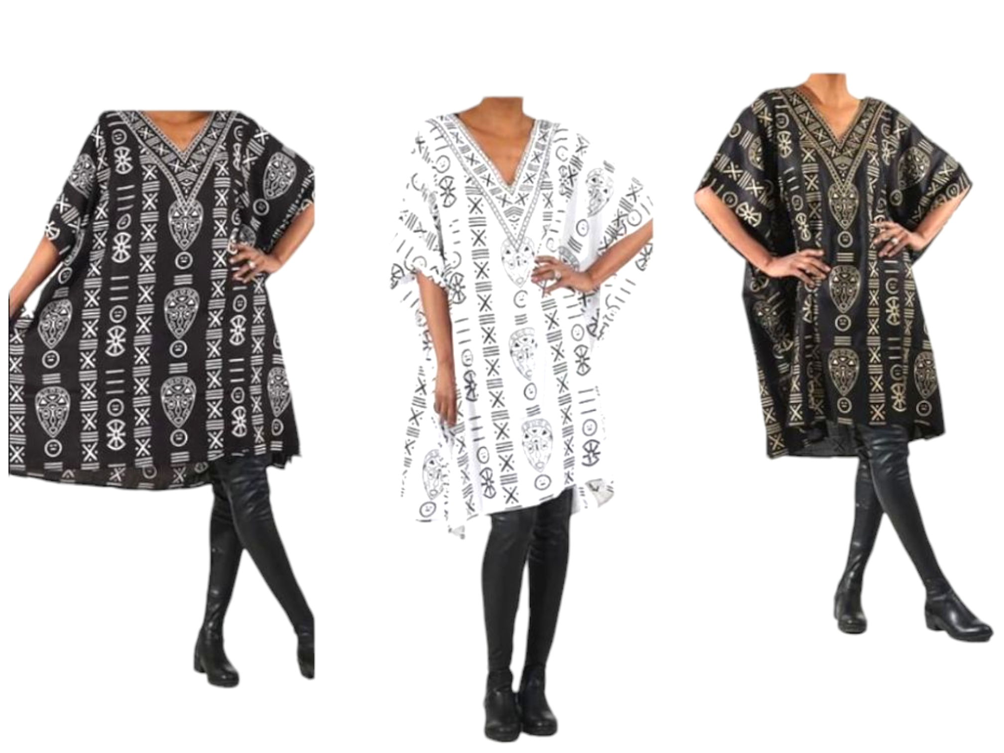 Kaftan Top/ Short Dress- Tribal Print- KF01