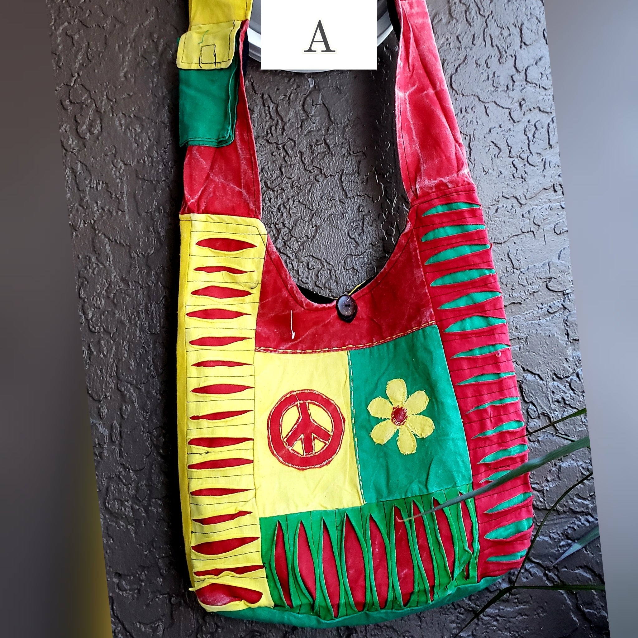 Hobo Bohemian Patch Crossbody Bag- Rasta