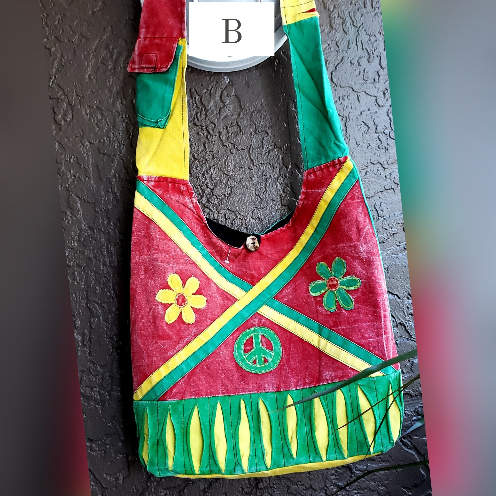 Hobo Bohemian Patch Crossbody Bag- Rasta
