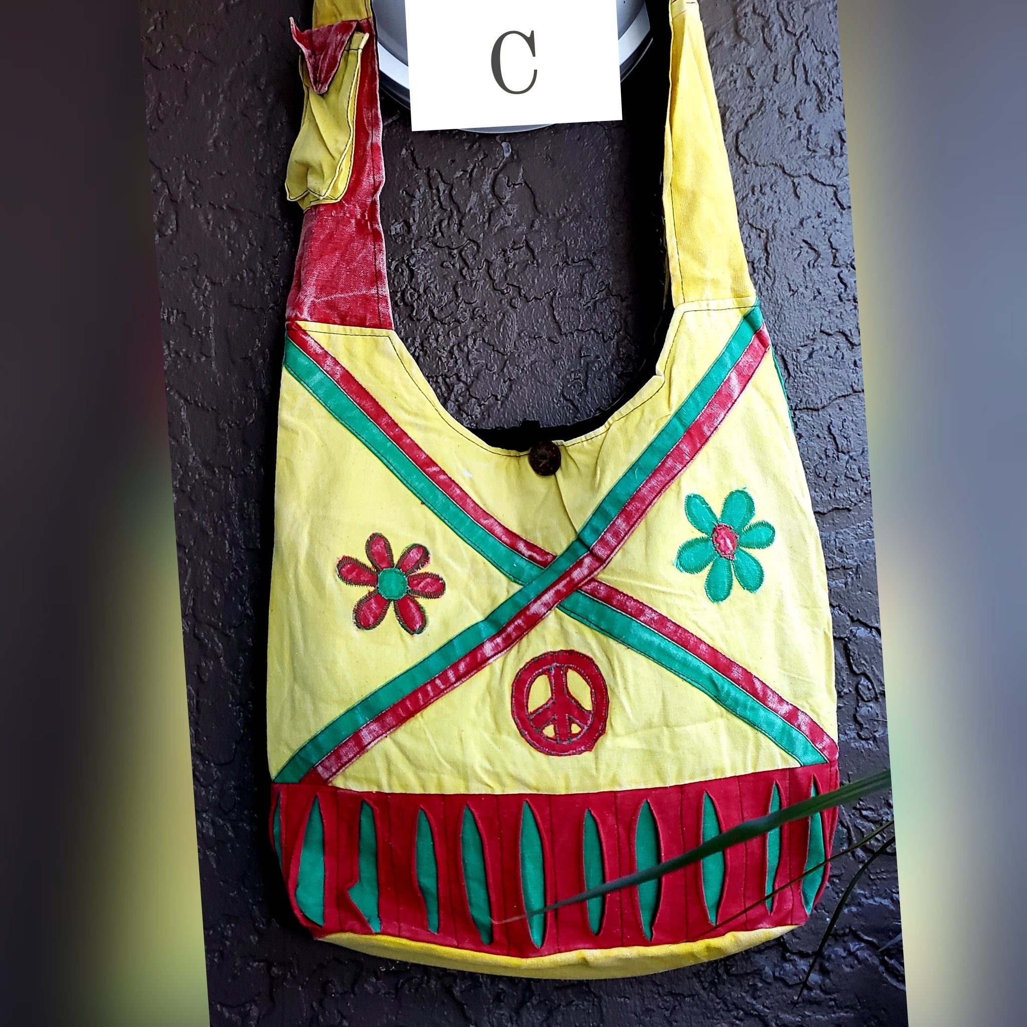 Hobo Bohemian Patch Crossbody Bag- Rasta