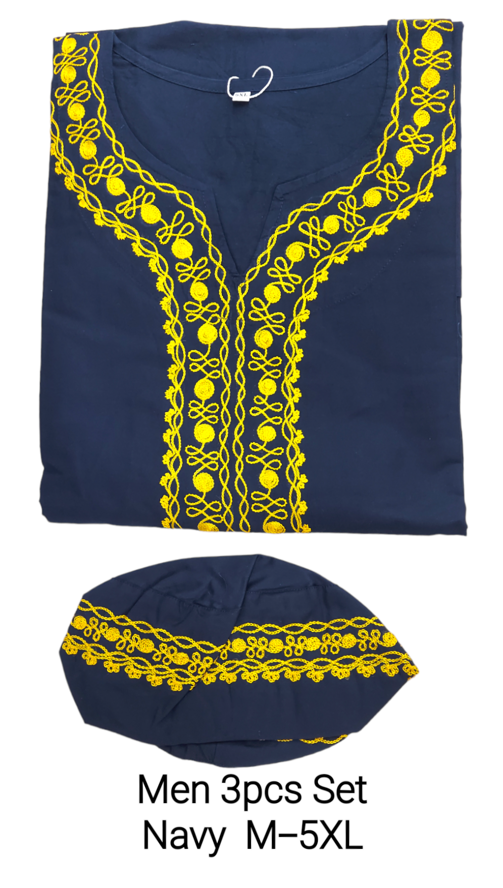 Men's 3Pcs Embroidery Set- Navy