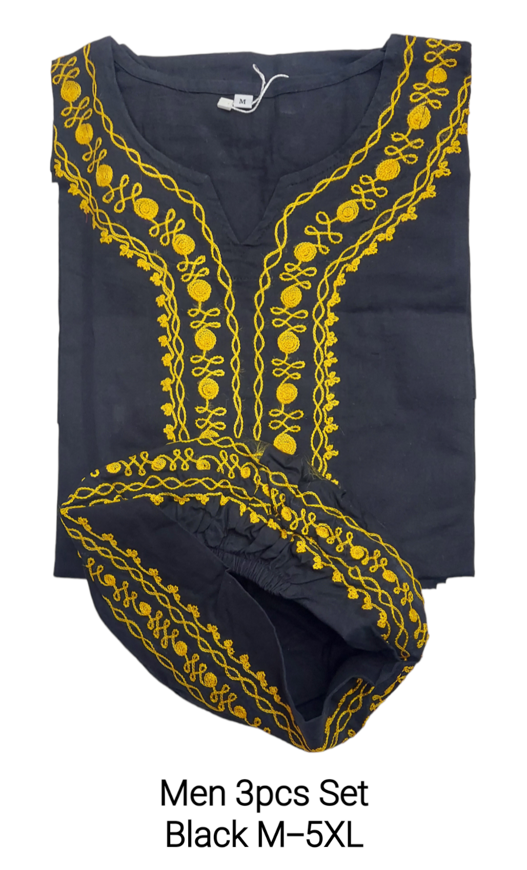 Men's 3Pcs Embroidery Set- Black