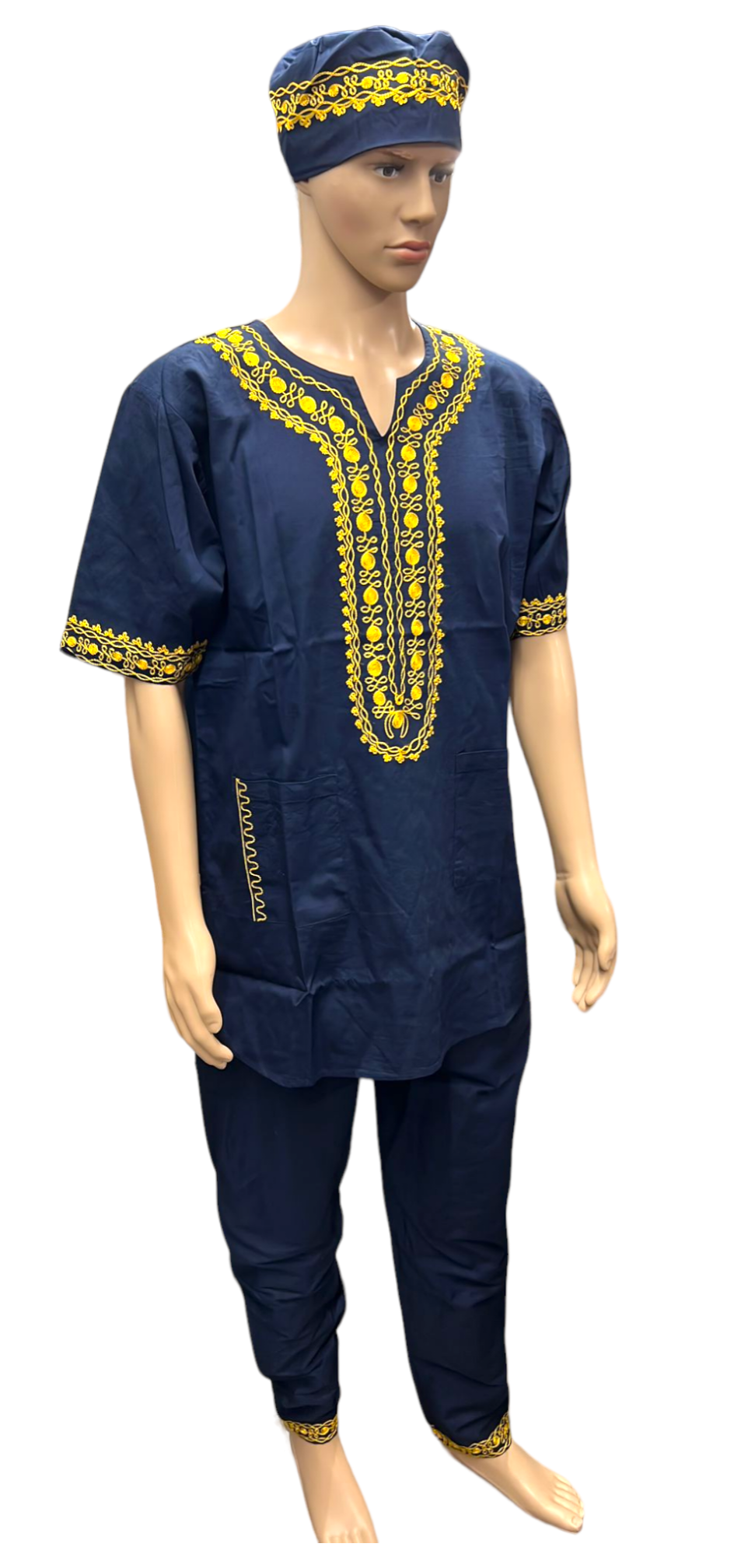 Men's 3Pcs Embroidery Set- Navy
