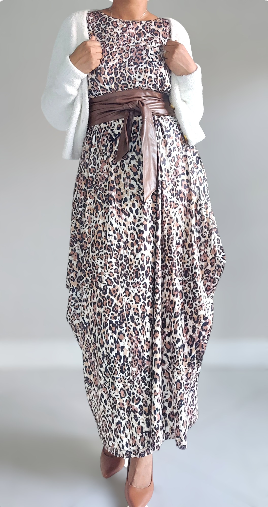 Bubble Dress /Brown Leopard Print