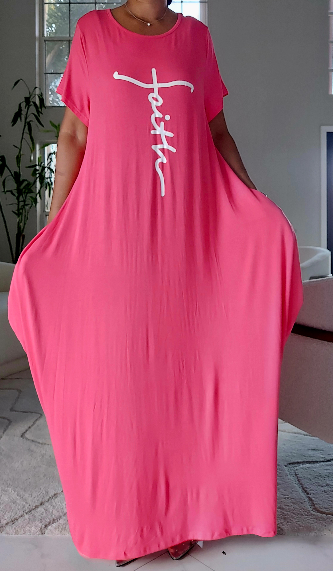 Faith Bubble Jersey Dress/Short Sleeve / Bright Pink 2022SS
