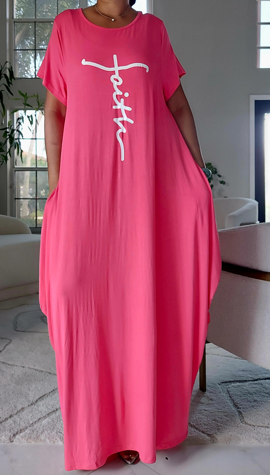 Faith Bubble Jersey Dress/Short Sleeve / Bright Pink 2022SS