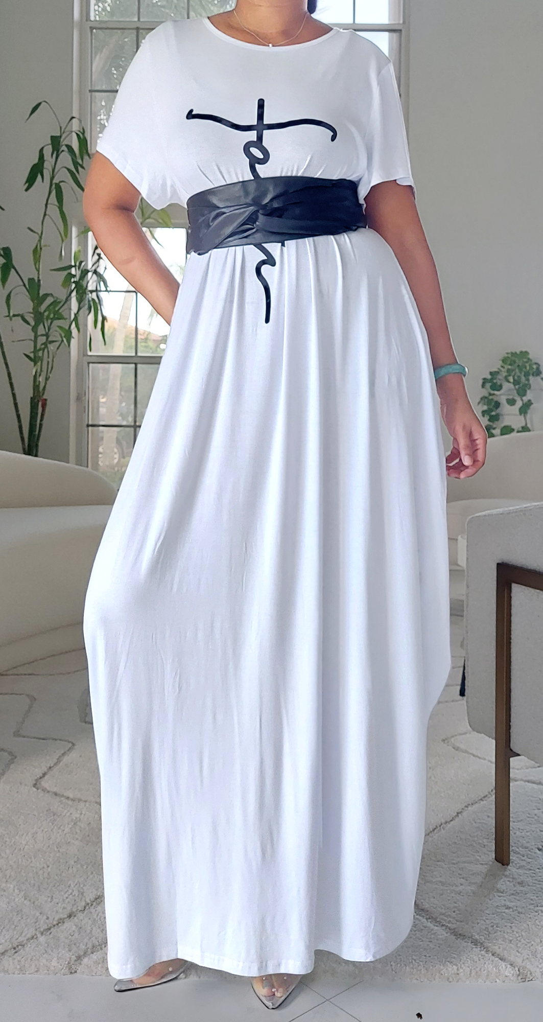 Faith Bubble Jersey Dress/Short Sleeve/ White 2022SS