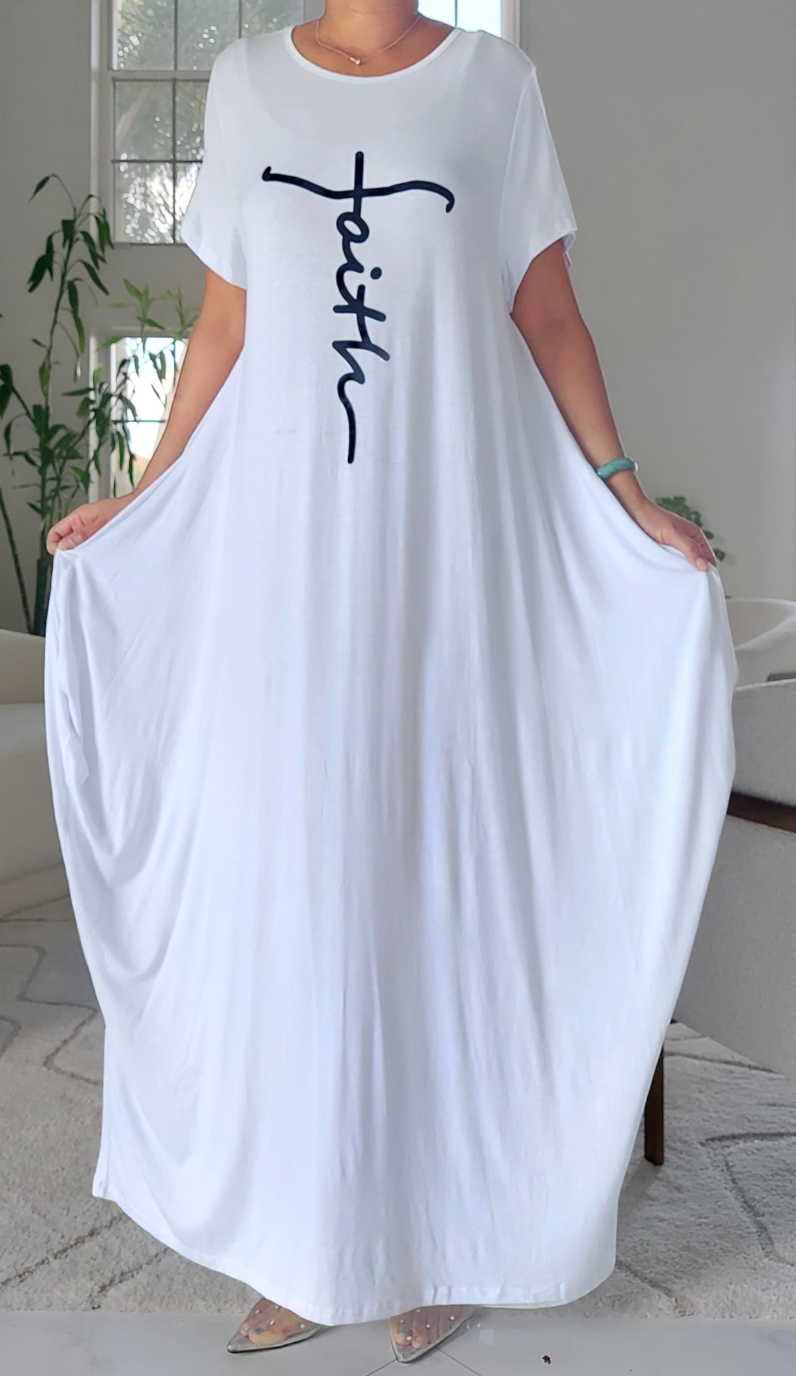 Faith Bubble Jersey Dress/Short Sleeve/ White 2022SS