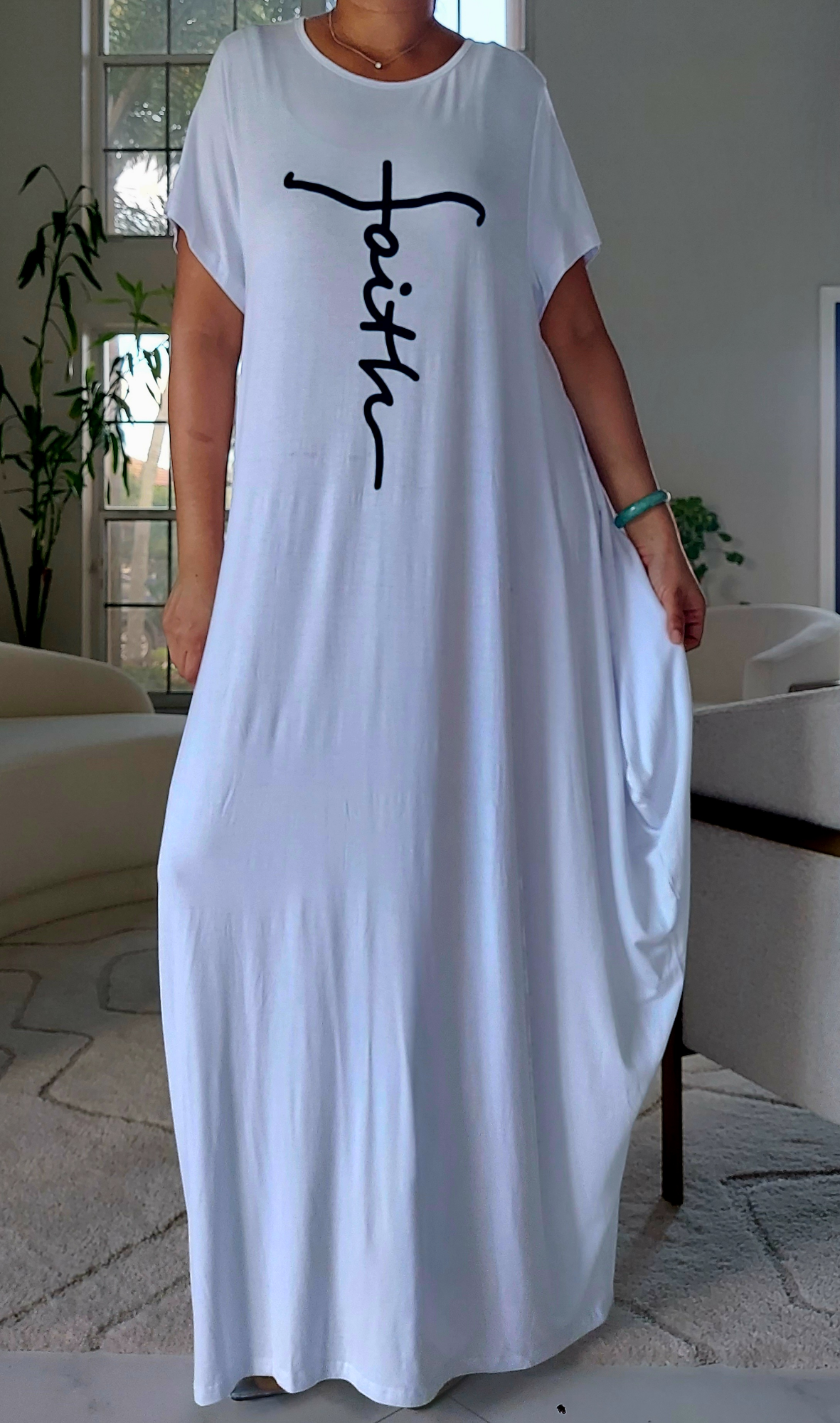 Faith Bubble Jersey Dress/Short Sleeve/ White 2022SS