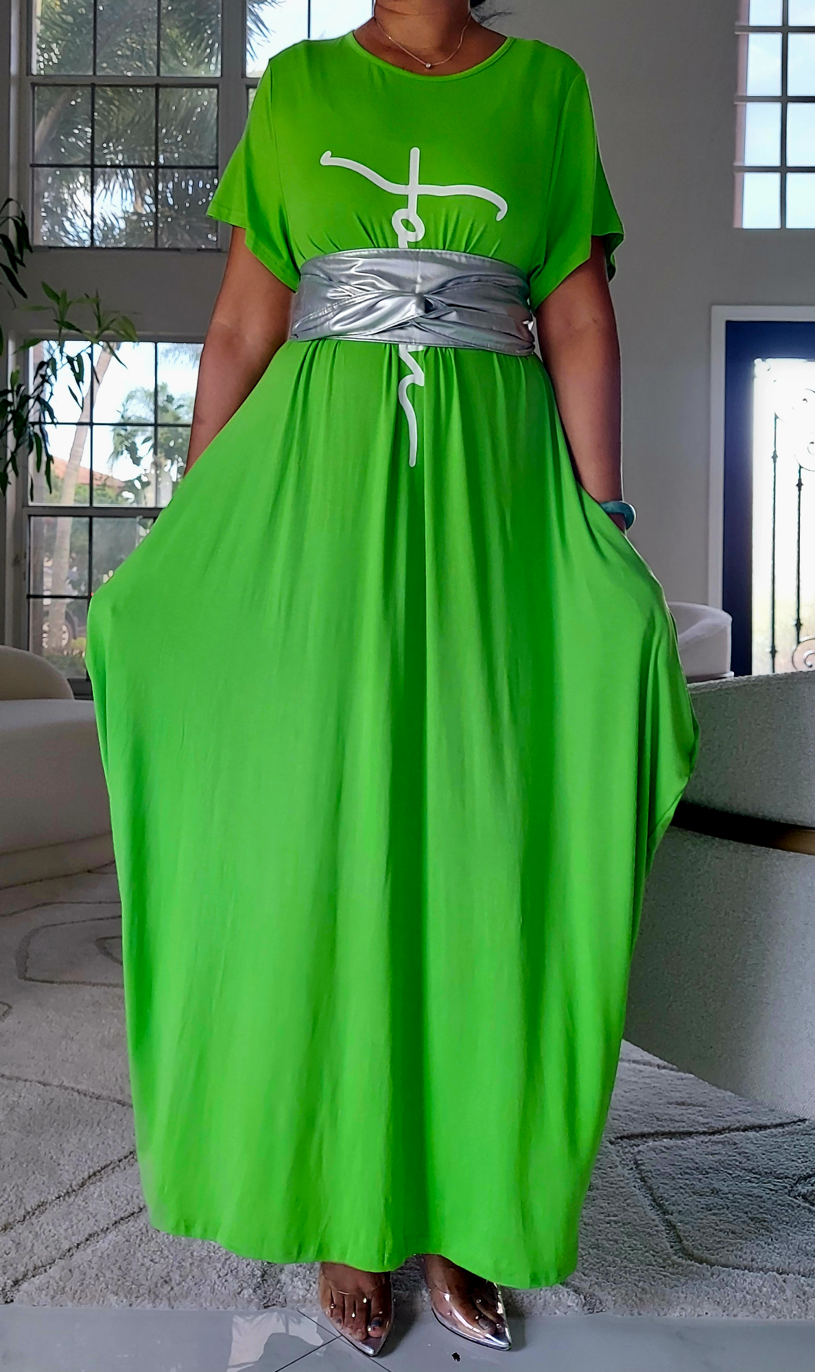 Faith Bubble Jersey Dress/Short Sleeve/ Bright Green 2022SS