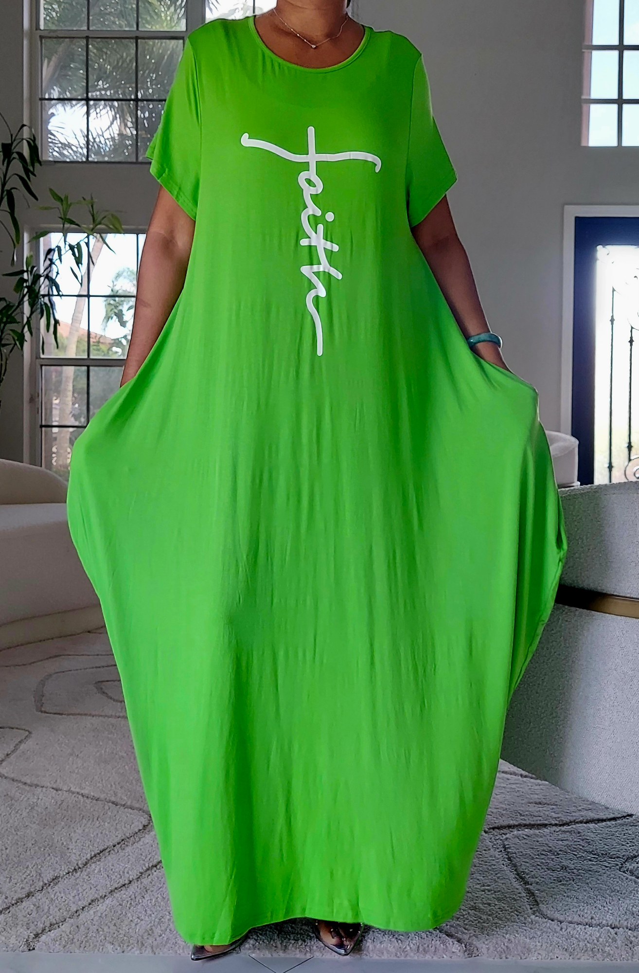 Faith Bubble Jersey Dress/Short Sleeve/ Bright Green 2022SS