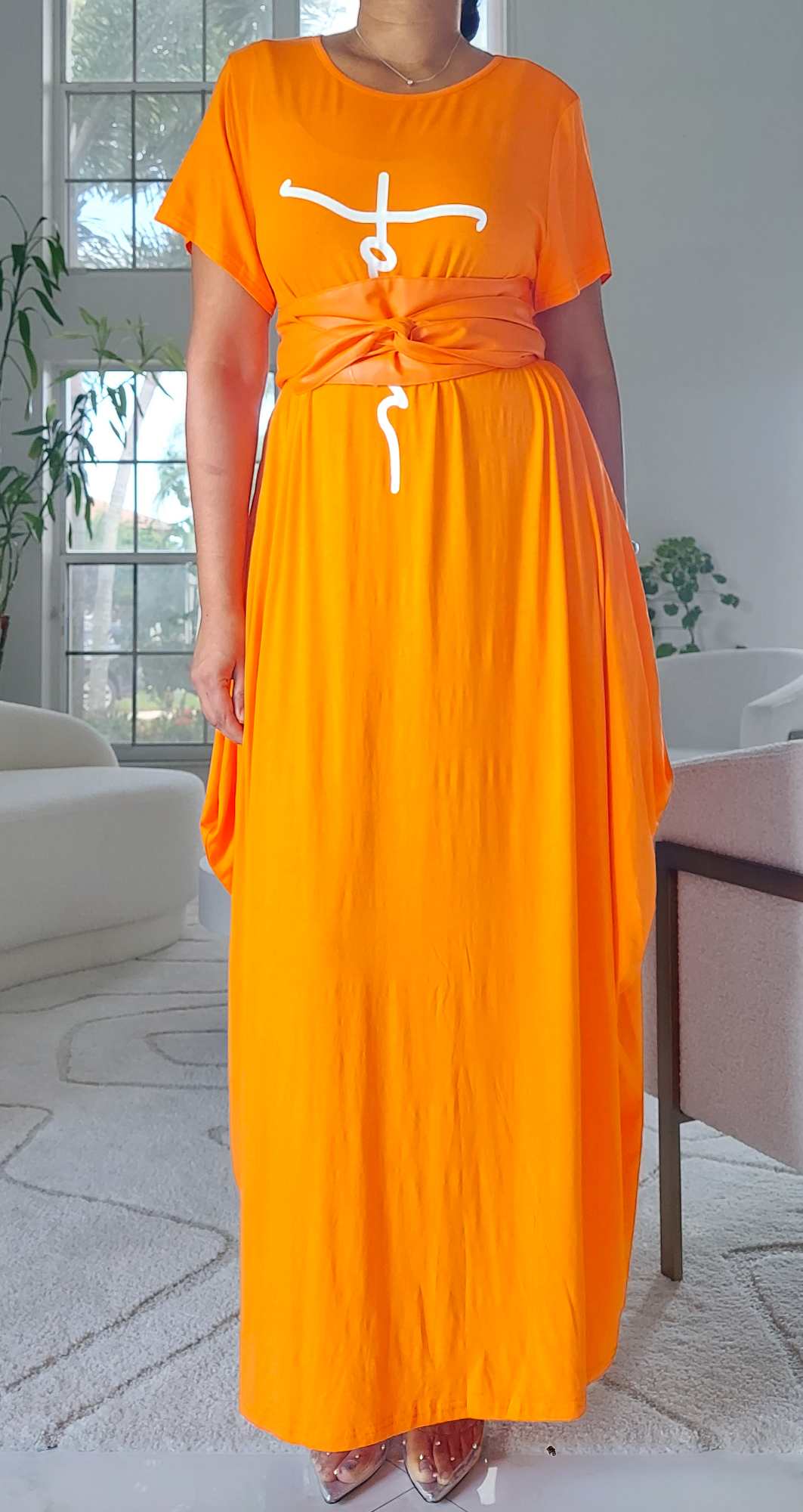 Faith Bubble Jersey Dress/Short Sleeve / Orange 2022SS
