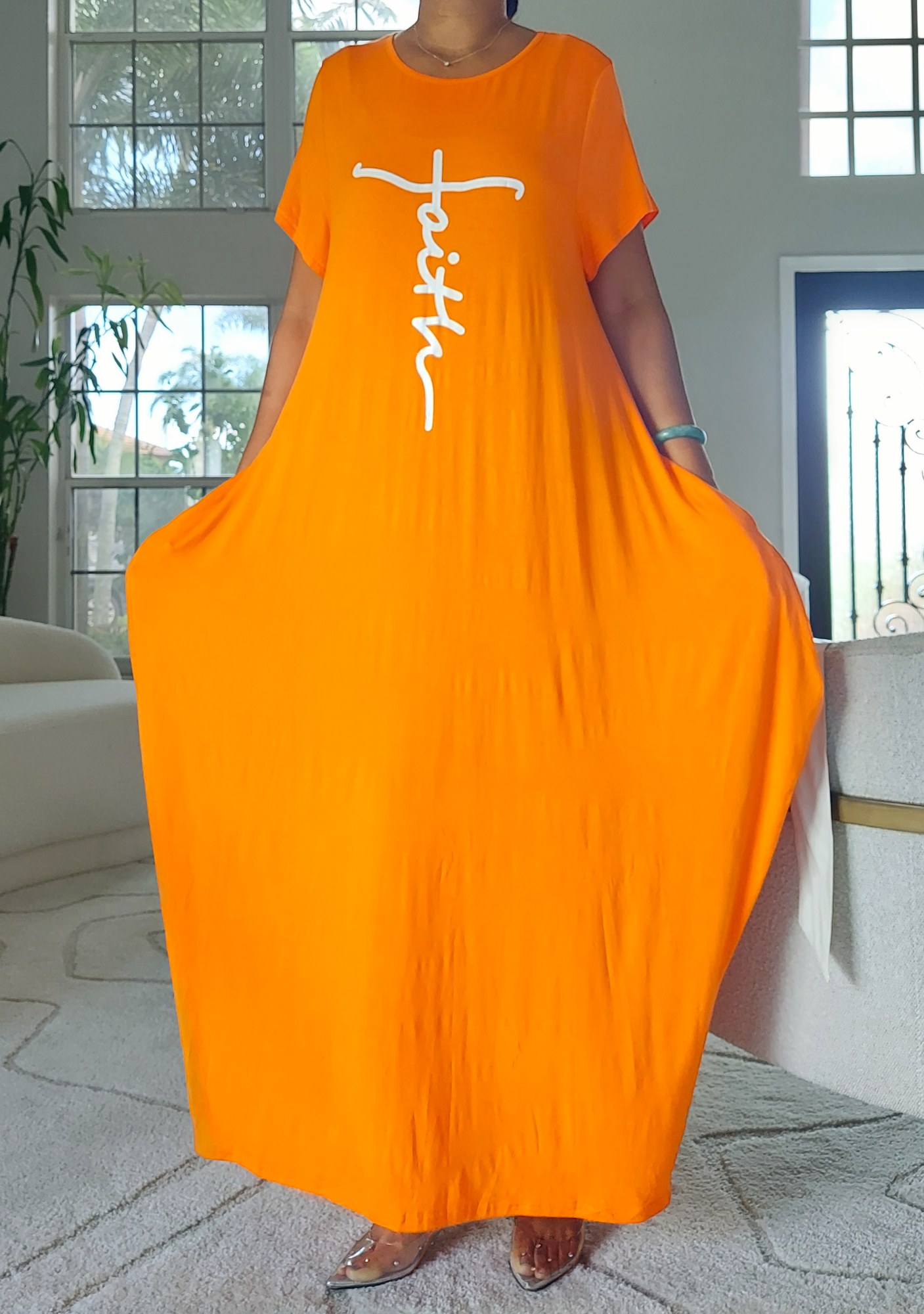 Faith Bubble Jersey Dress/Short Sleeve / Orange 2022SS