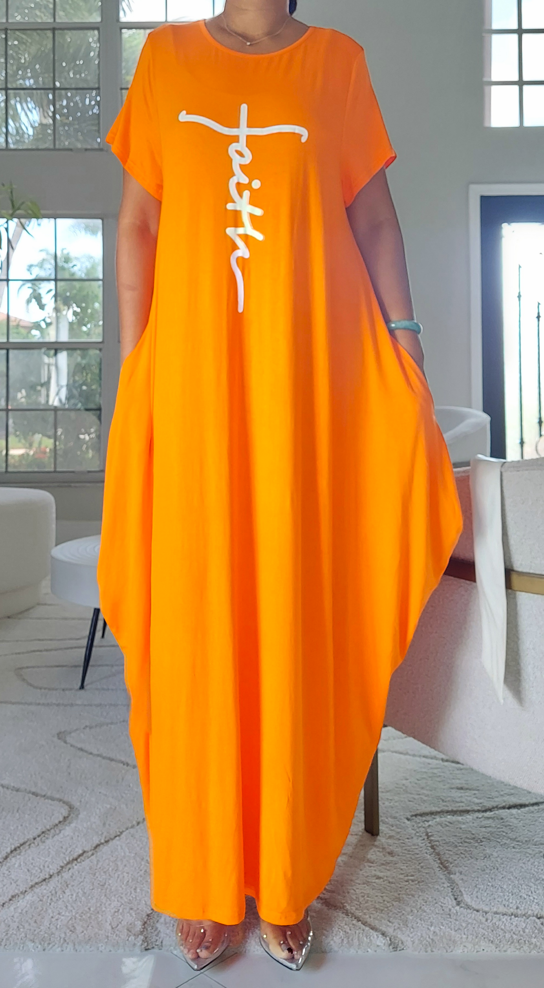 Faith Bubble Jersey Dress/Short Sleeve / Orange 2022SS