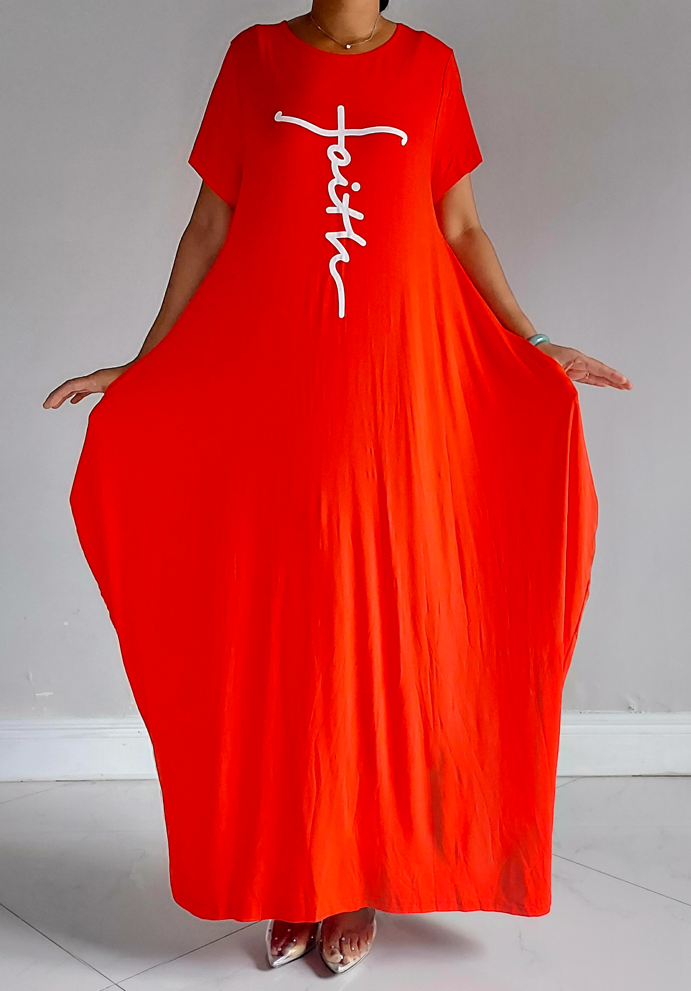 Faith Bubble Jersey Dress/Short Sleeve /Red 2022SS