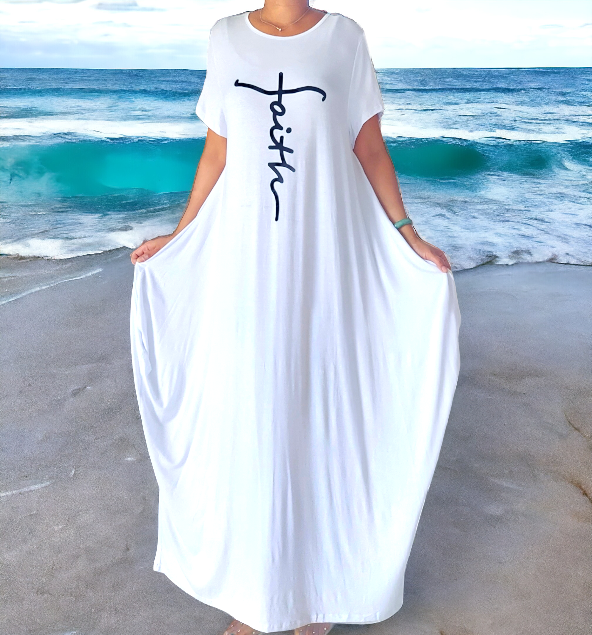 Faith Bubble Jersey Dress/Short Sleeve/ White 2022SS