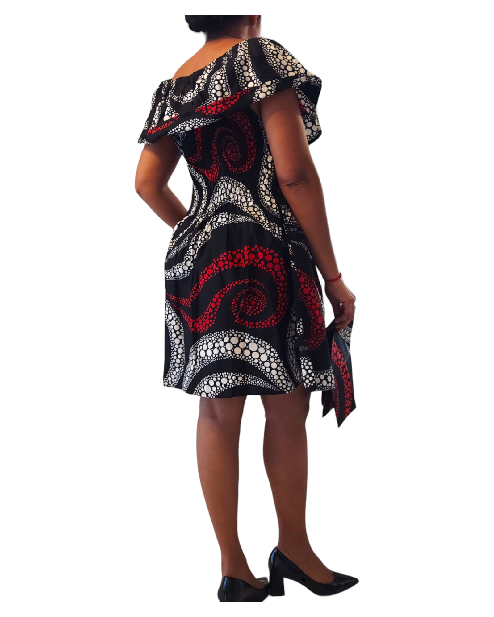 3014M- Middi Dress -Black/Red
