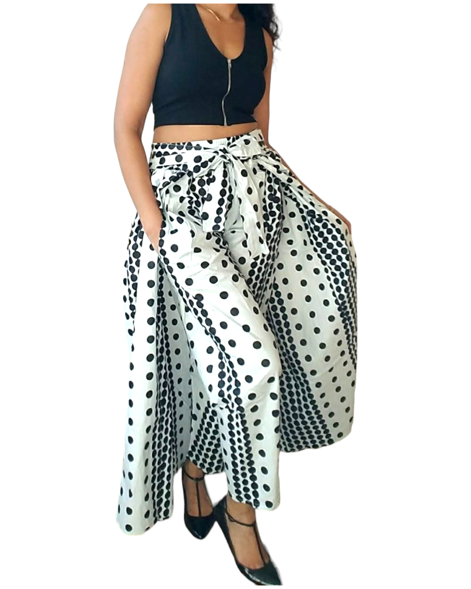 25- Women African Cape Pant- White/Black